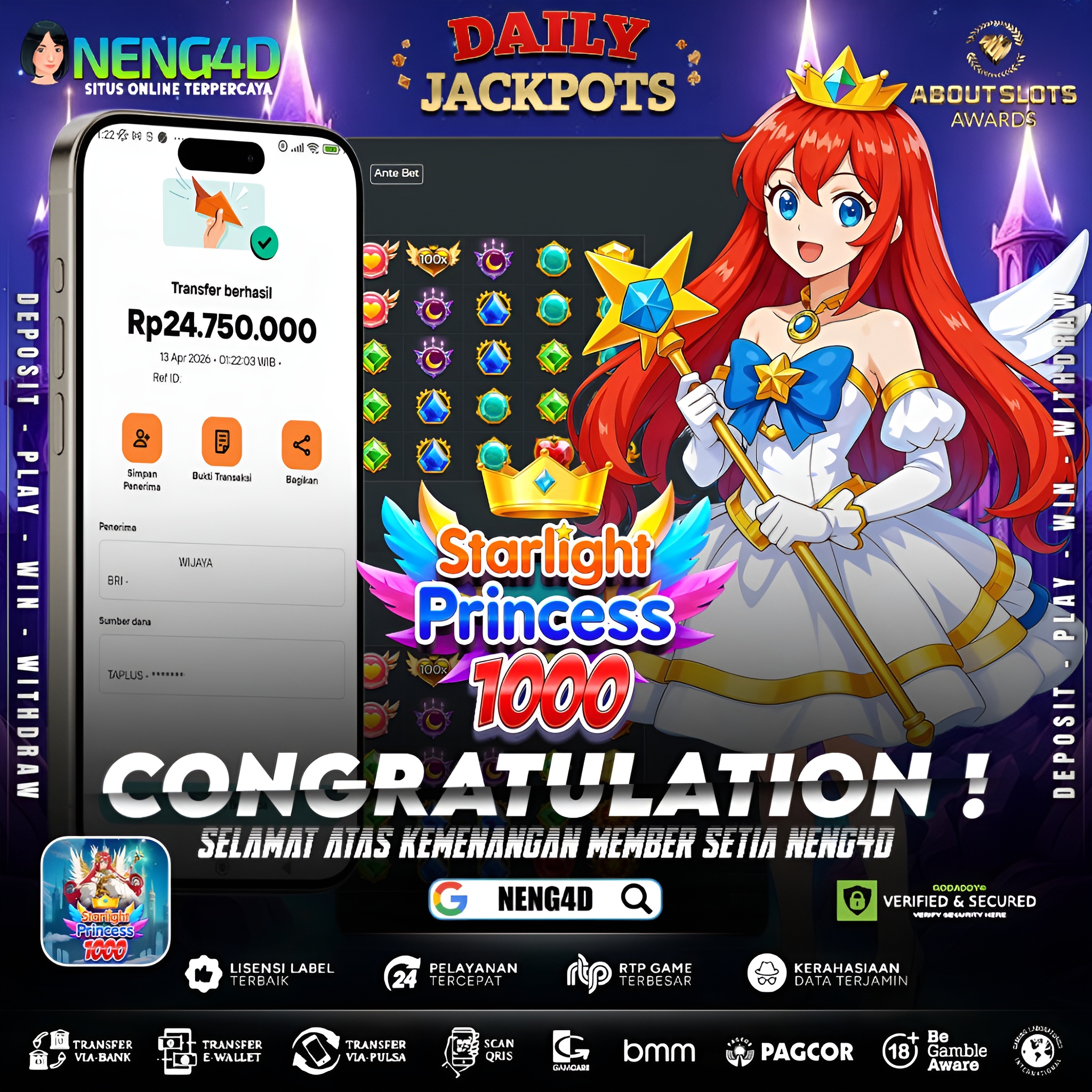 KEMENANGAN 24 JUTA DI STARLIGHT PRINCESS 1000