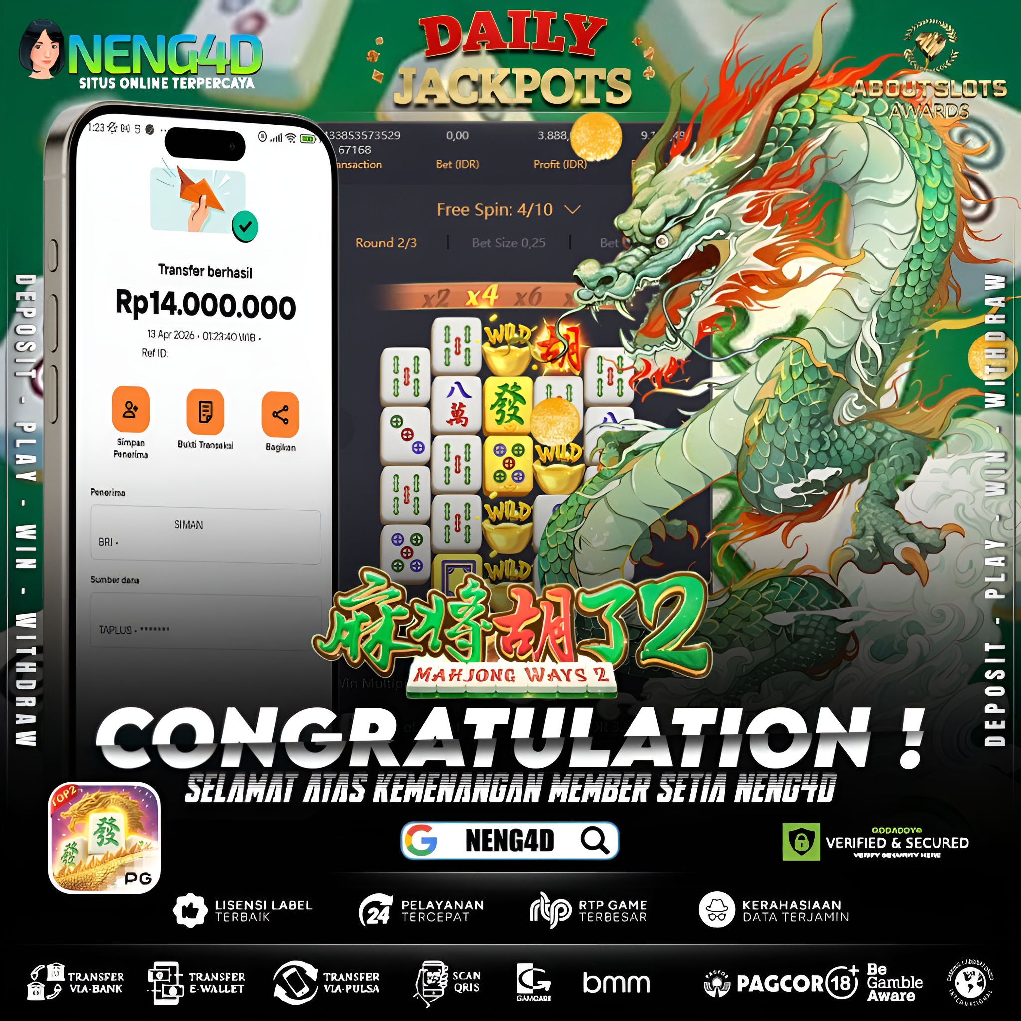 KEMENANGAN 14 JUTA DI MAHJONG WAYS 2