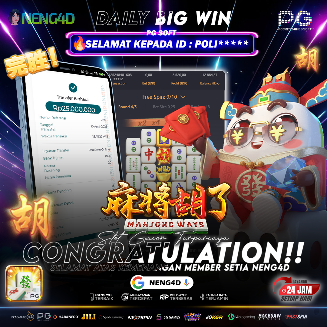 PG SOFT - JACKPOT SLOT MAHJONG WAYS Rp.25.000.000