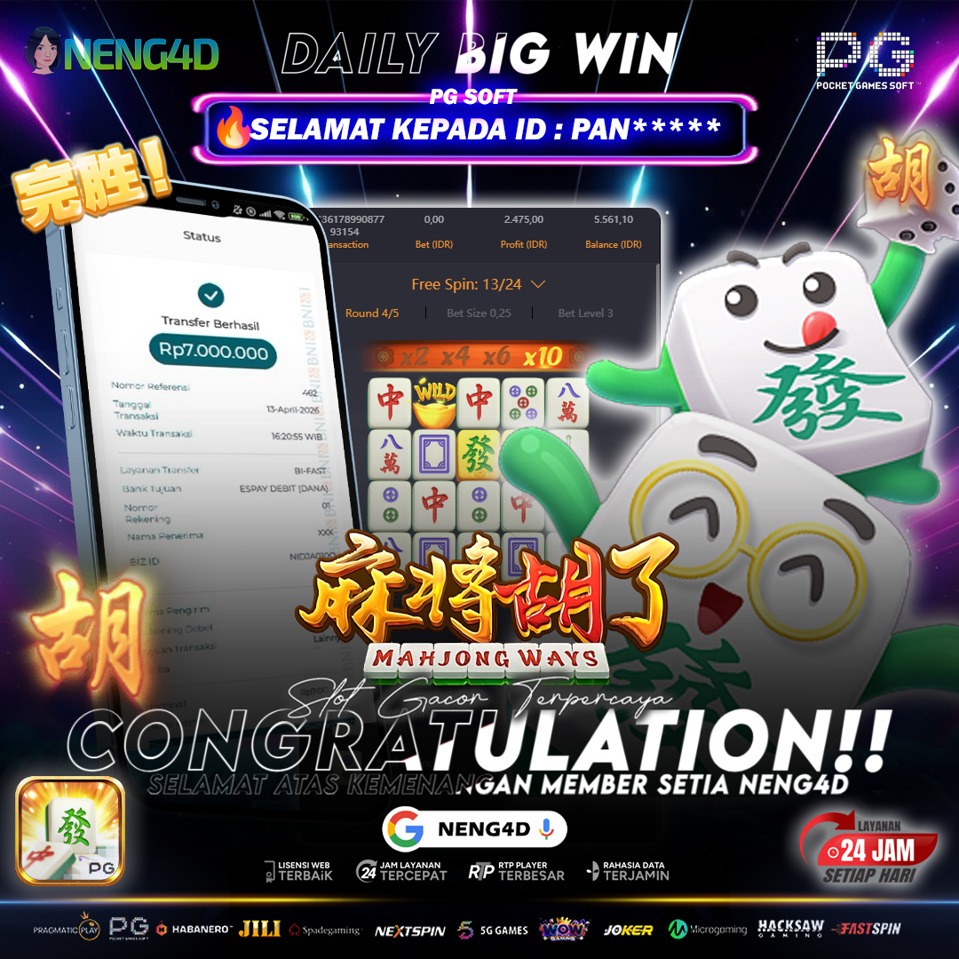 PG SOFT - JACKPOT SLOT MAHJONG WAYS Rp.7.000.000