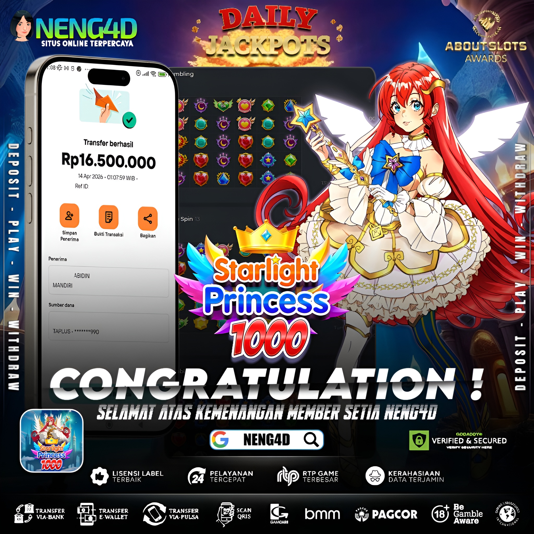 KEMENANGAN 16 JUTA DI STARLIGHT PRINCESS 1000