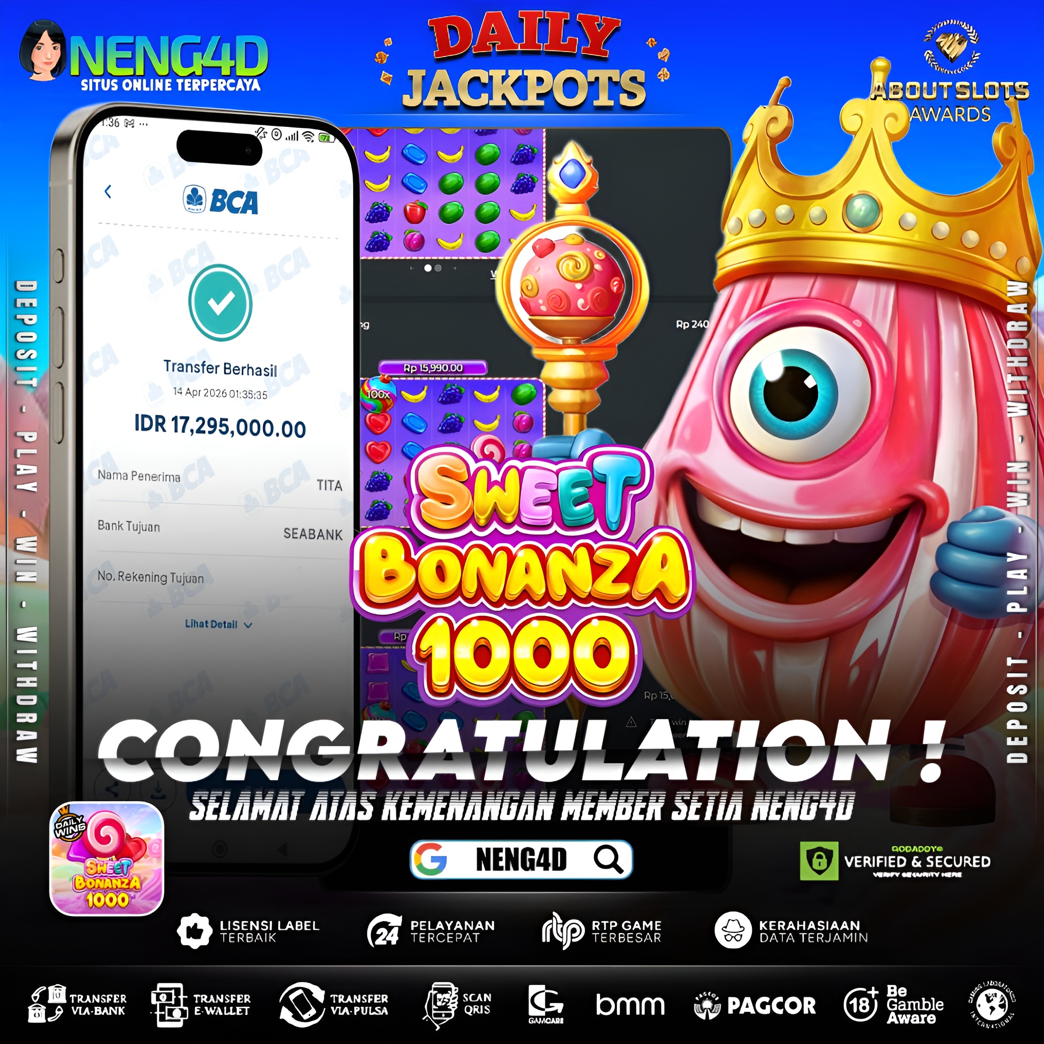 KEMENANGAN 17 JUTA DI SWEET BONANZA 1000