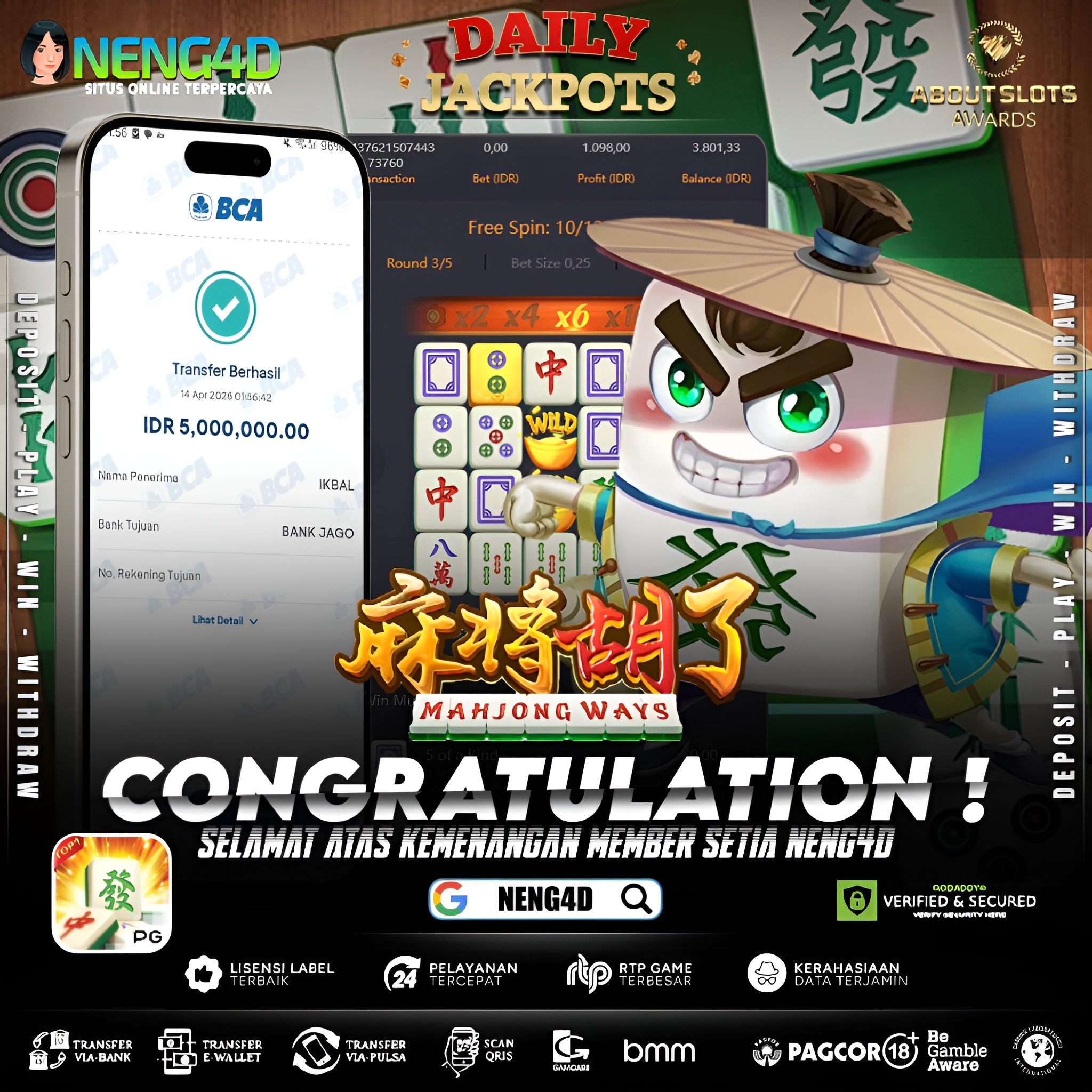 KEMENANGAN 5 JUTA DI MAHJONG WAYS