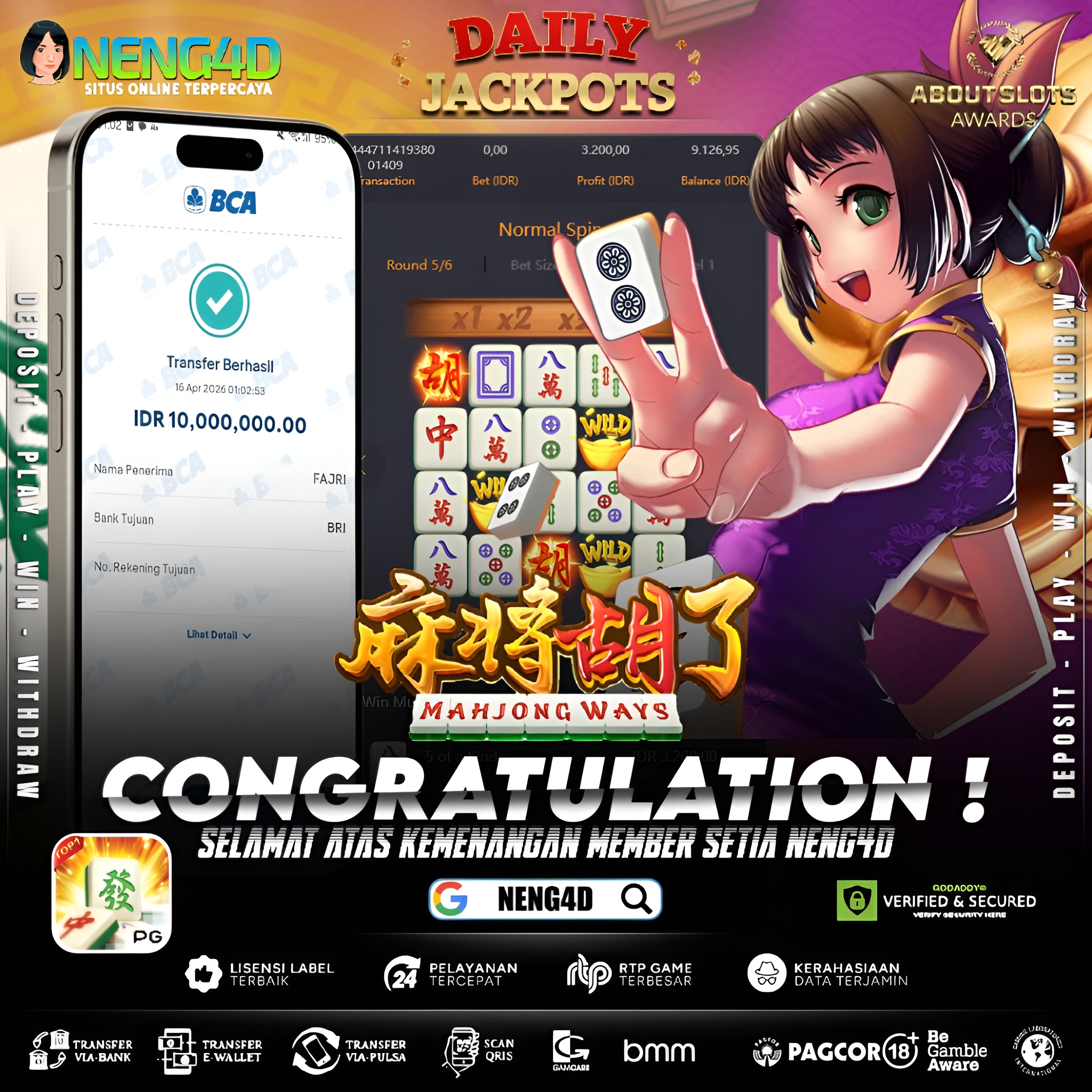 KEMENANGAN 10 JUTA DI MAHJONG WAYS
