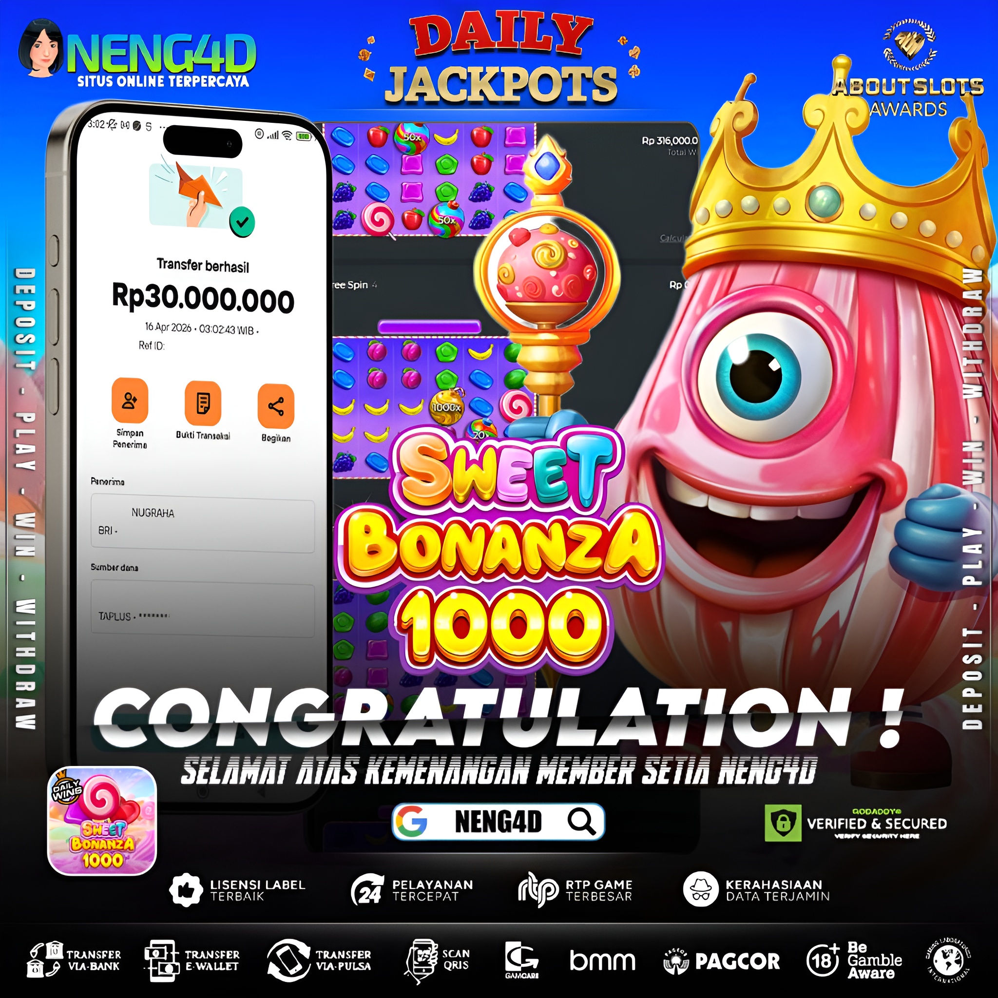 KEMENANGAN 30 JUTA DI SWEET BONANZA 1000