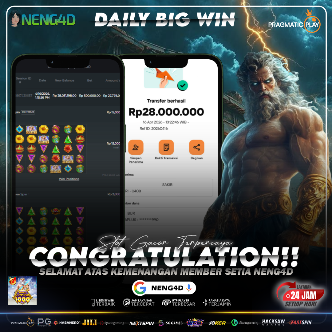KEMENANGAN EPIC GATES OF OLYMPUS 1000: MEMBER NENG4D RAIH 28 JUTA RUPIAH