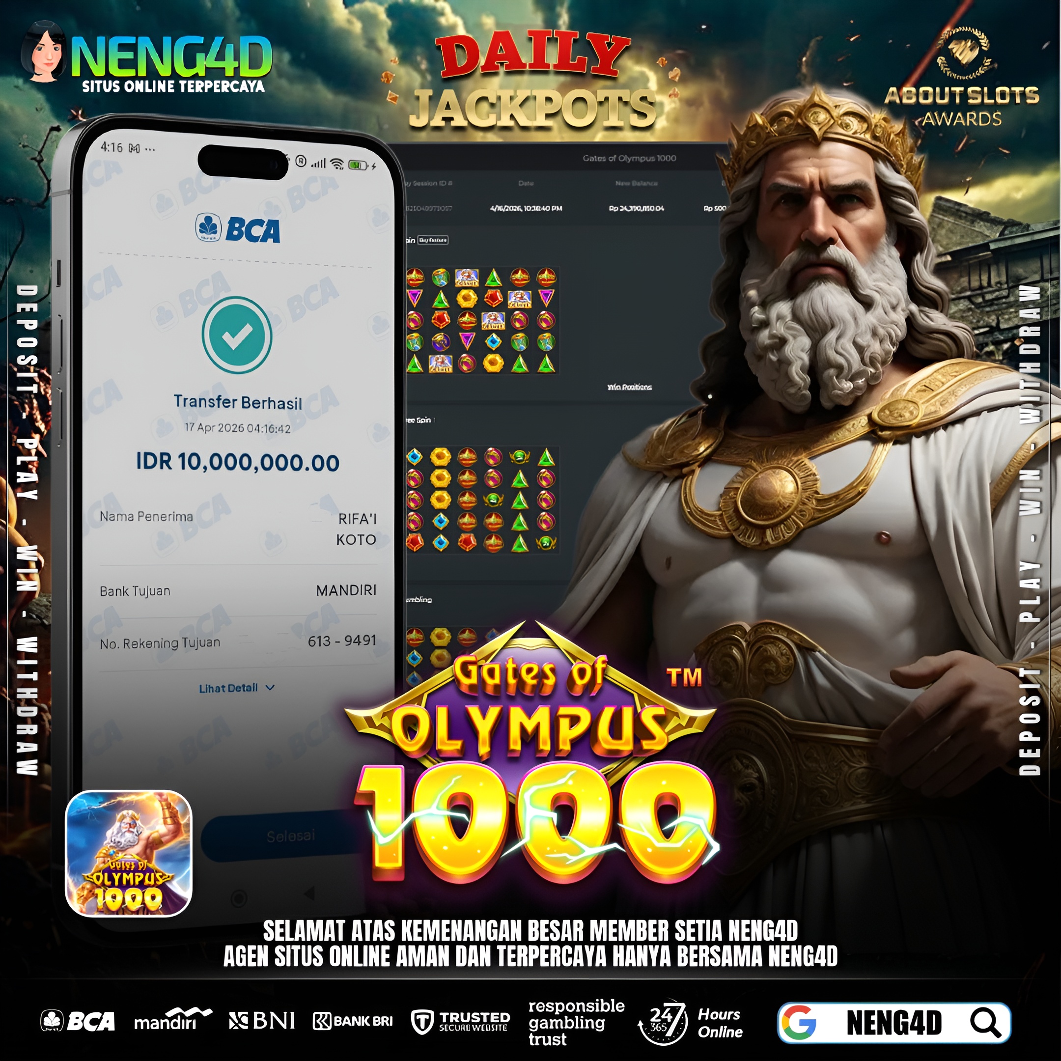 GATE OF OLYMPUS 1000 – PENARIKAN IDR 10.000.000