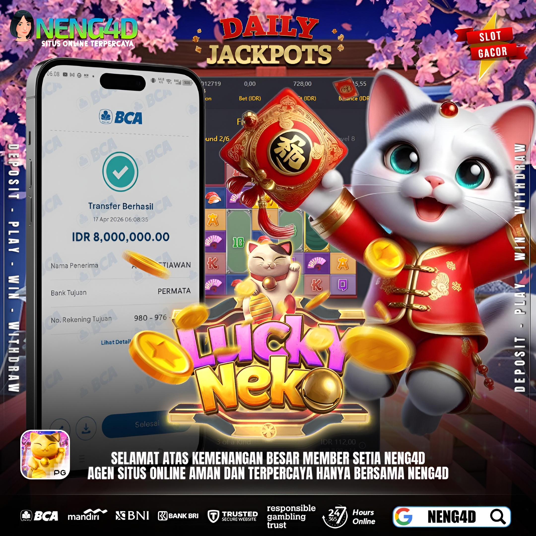 KEMENANGAN FANTASTIS DI LUCKY NEKO NENG4D