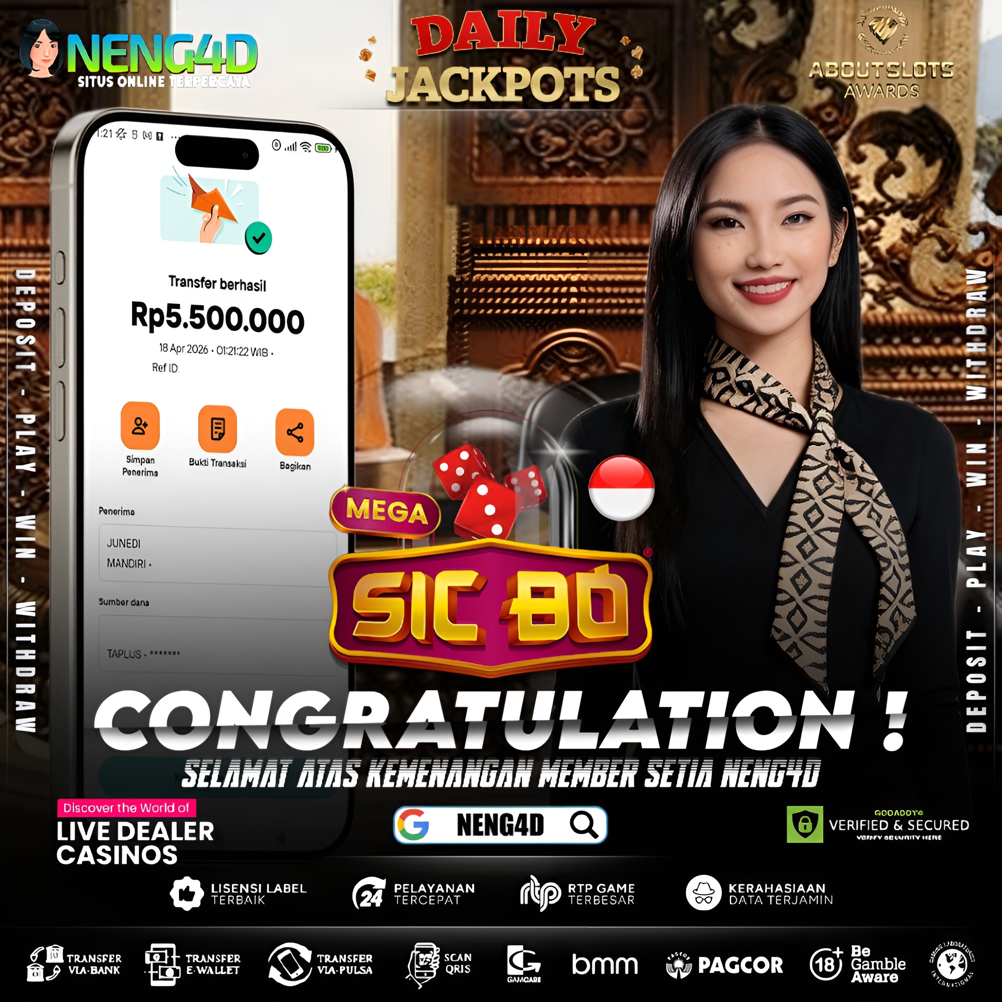 KEMENANGAN 5 JUTA DI LIVE GAMES INDONESIAN MEGA SICBO