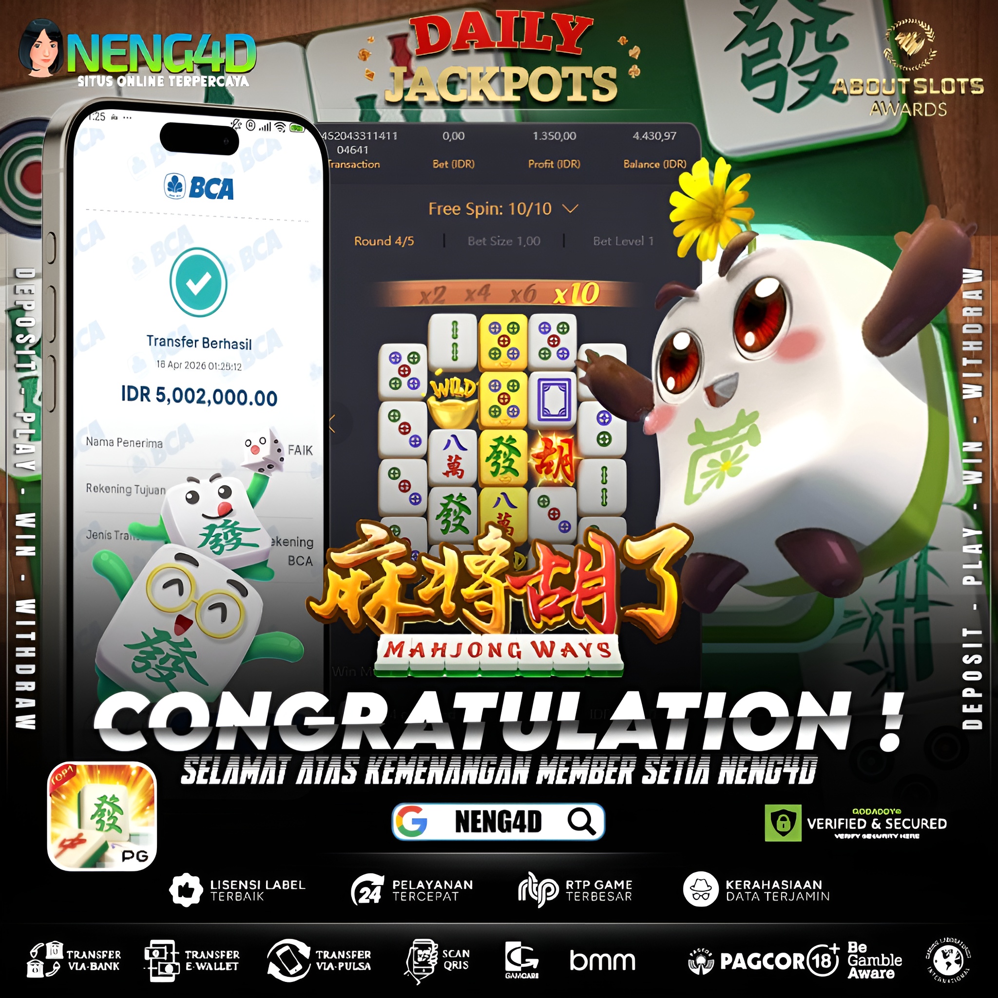 KEMENANGAN 5 JUTA DI MAHJONG WAYS