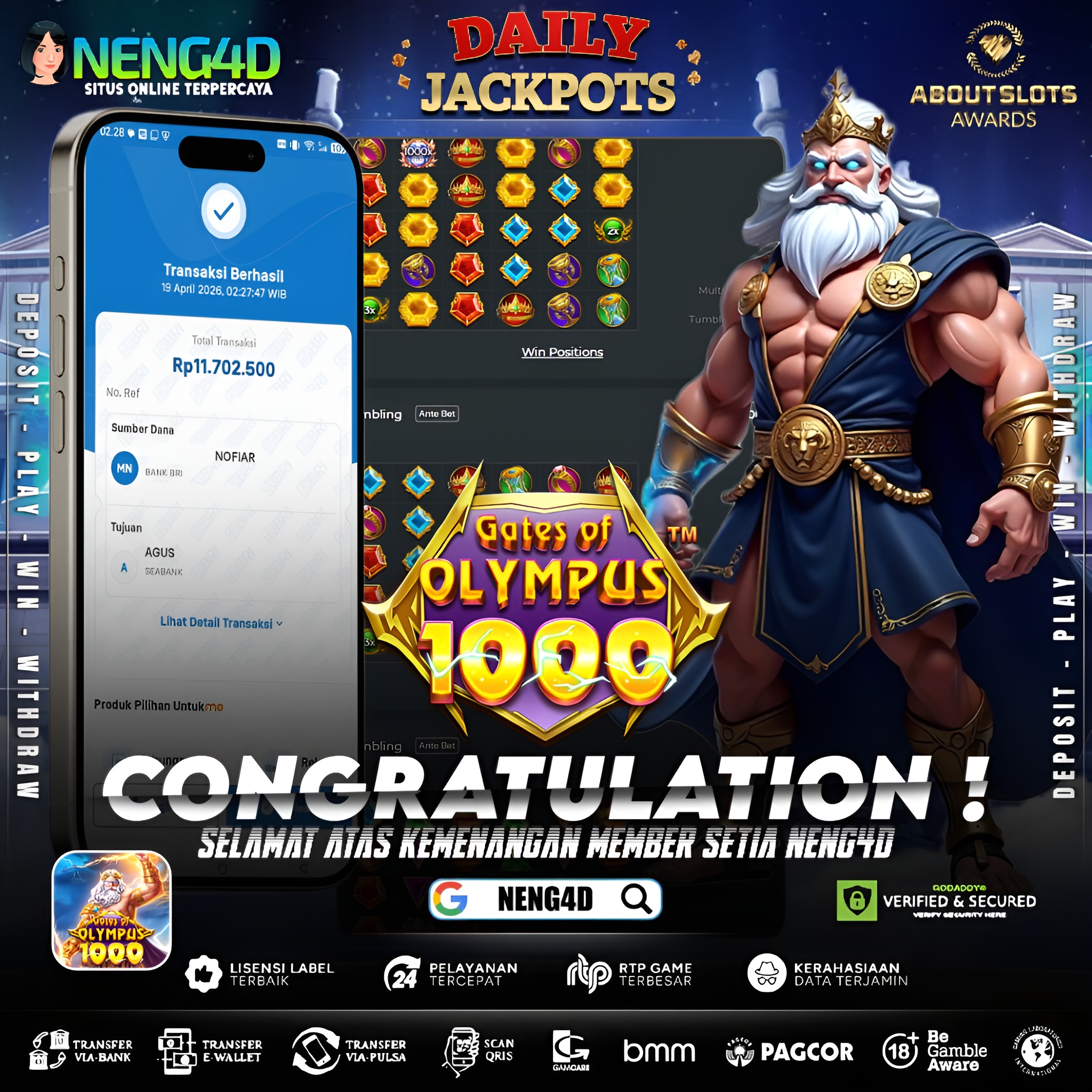 KEMENANGAN 11 JUTA DI GATES OF OLYMPUS 1000