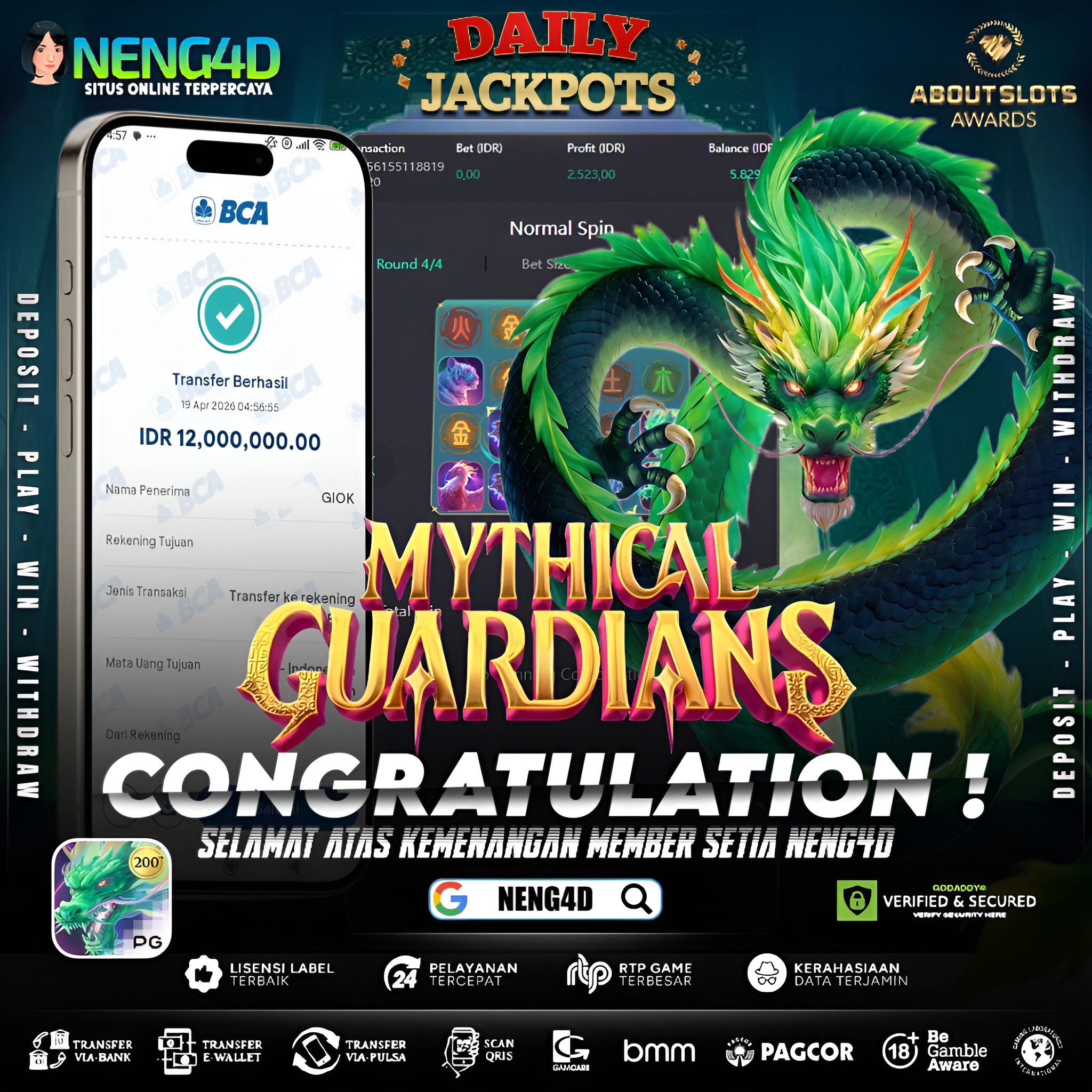 KEMENANGAN 12 JUTA DI MYTHICAL GUARDIANS