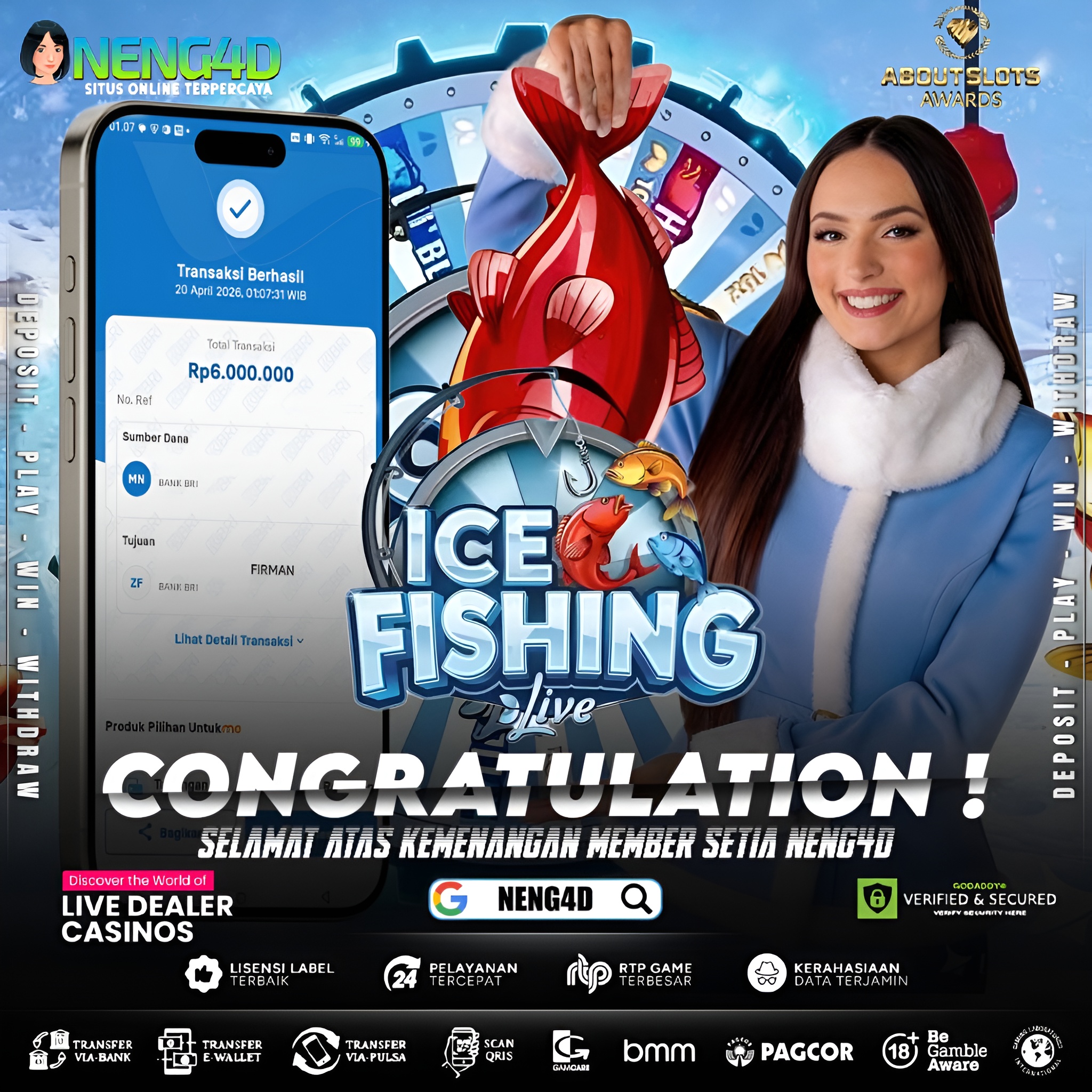 KEMENANGAN 6 JUTA DI LIVE GAMES ICE FISHING