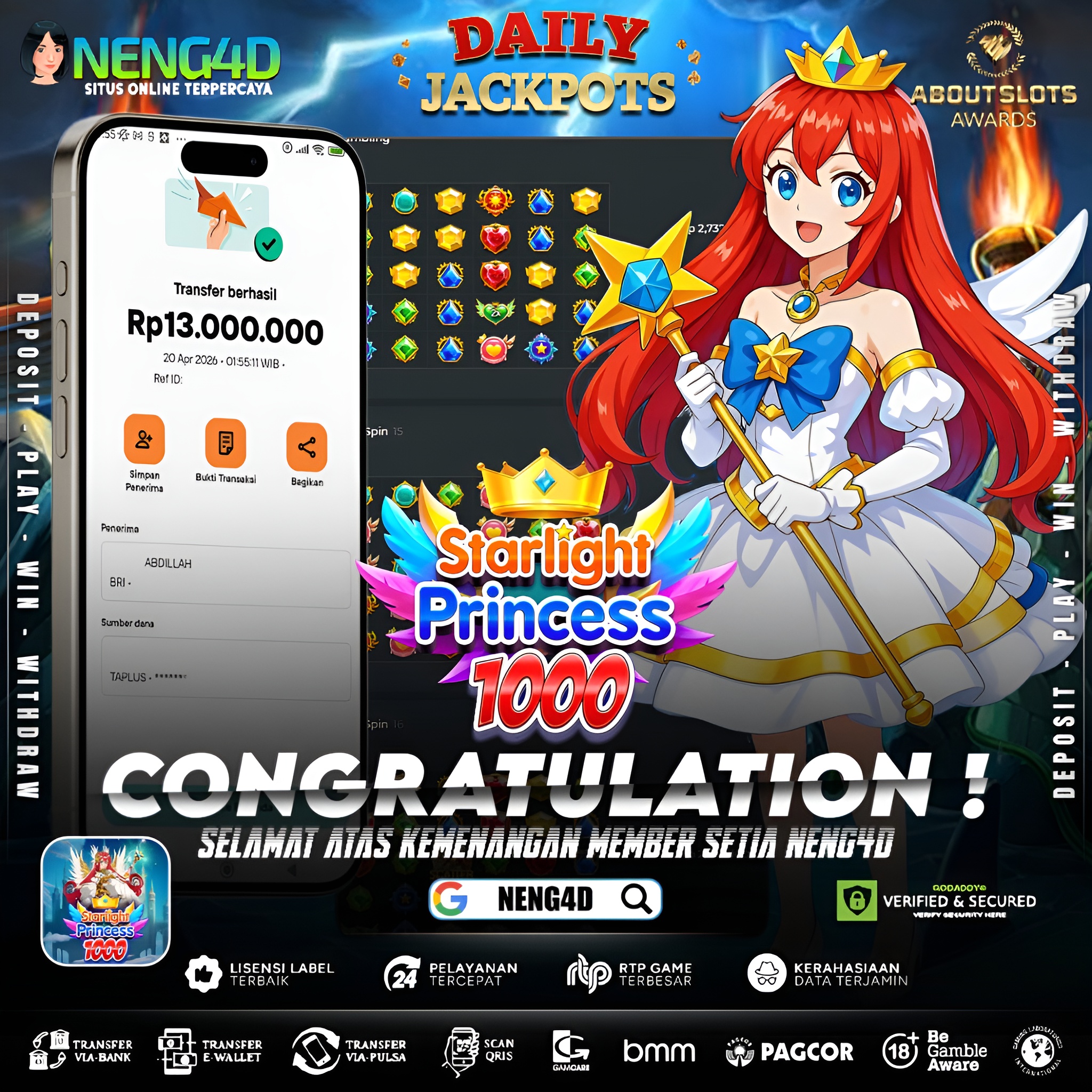 KEMENANGAN 13 JUTA DI STARLIGHT PRINCESS 1000
