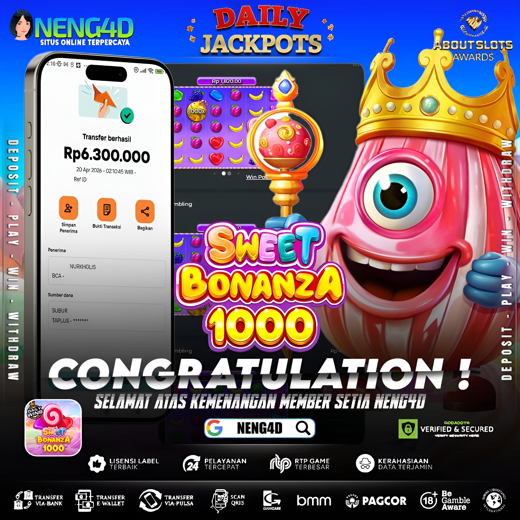 KEMENANGAN 6 JUTA DI SWEET BONANZA 1000