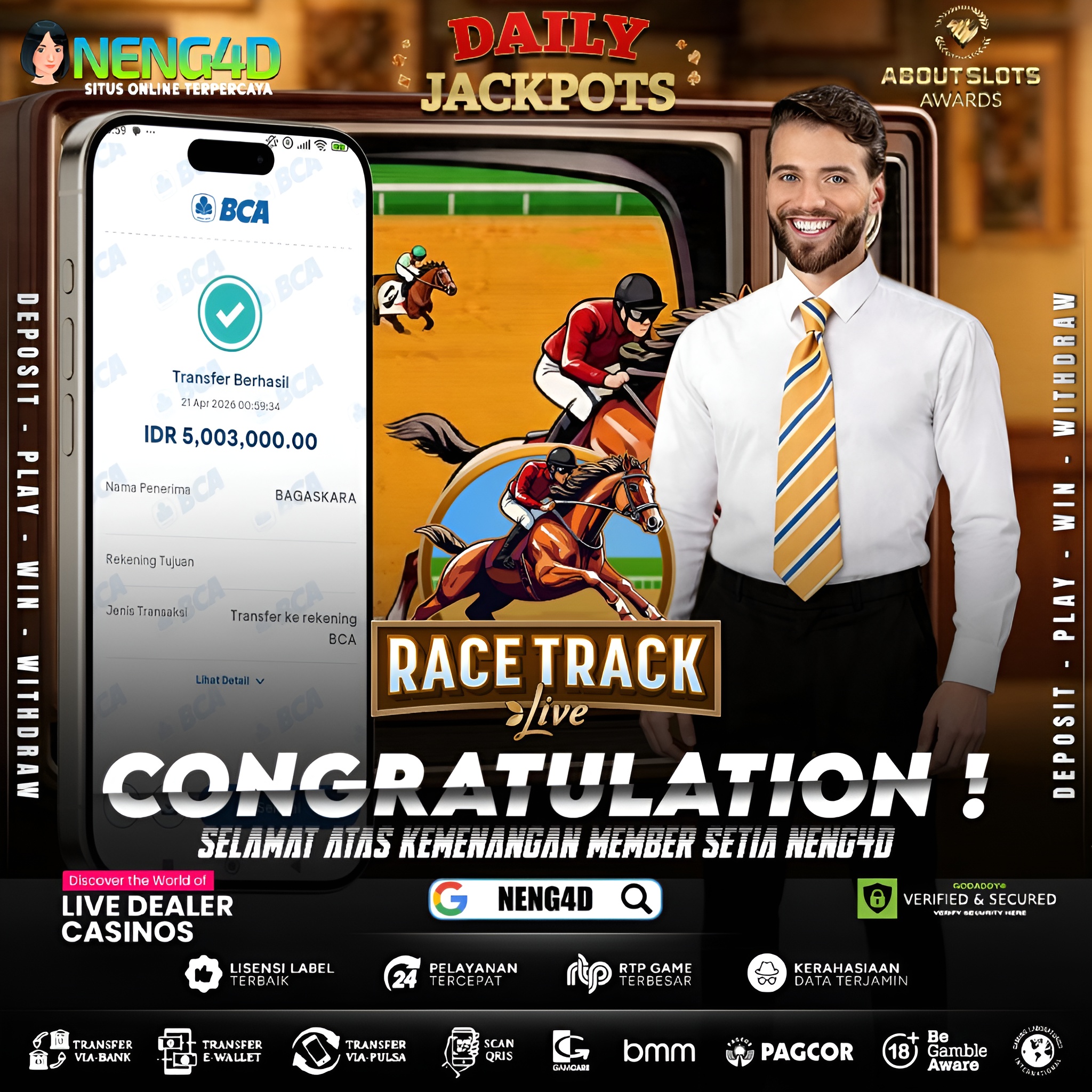 KEMENANGAN 5 JUTA DI LIVE GAMES RACE TRACK