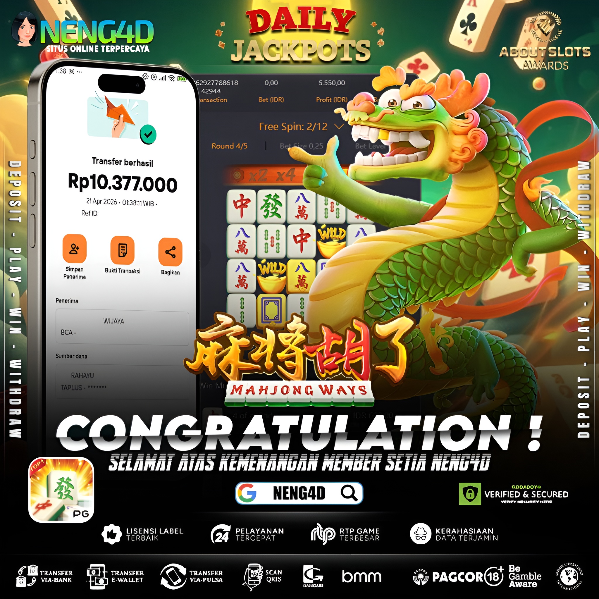 KEMENANGAN 10 JUTA DI MAHJONG WAYS