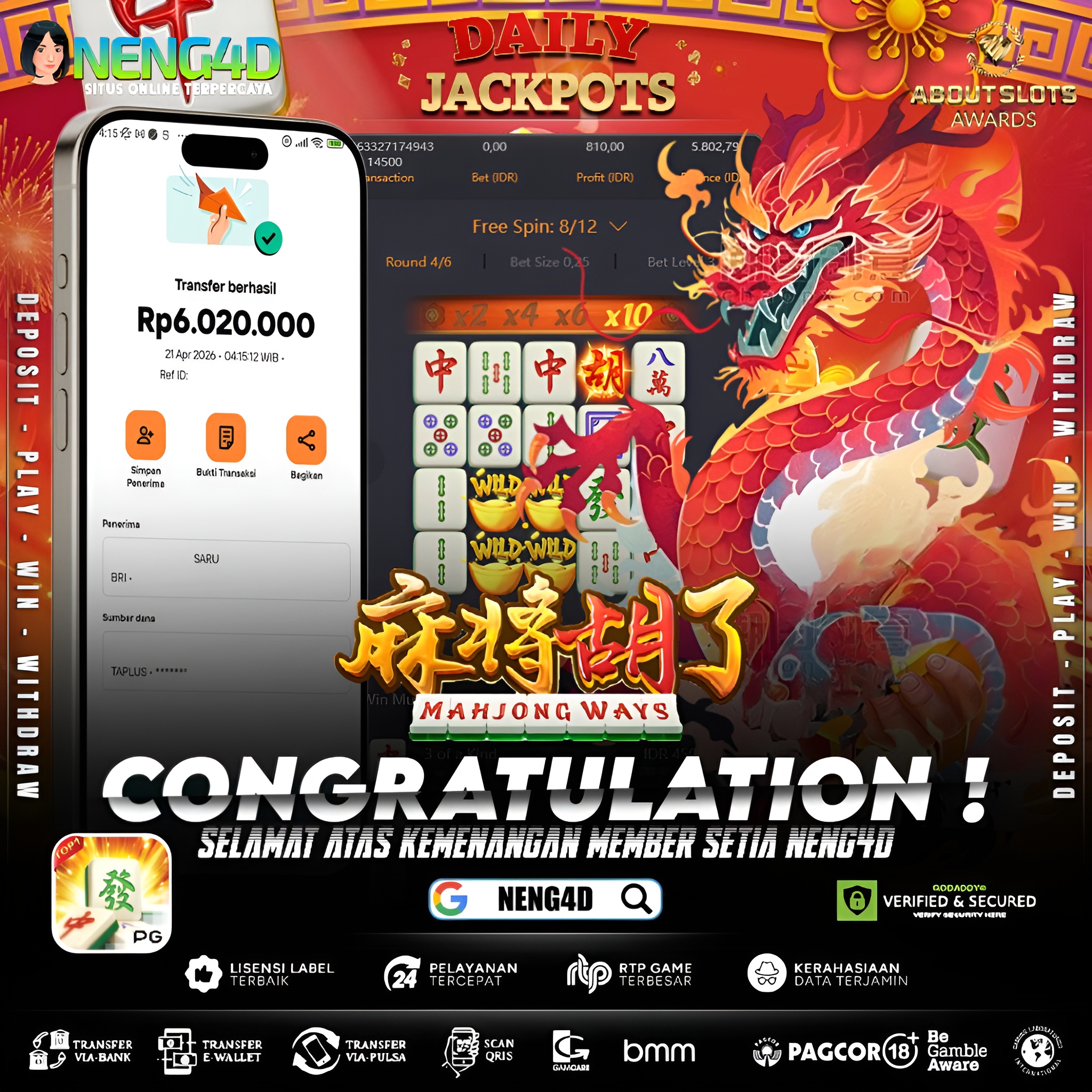 KEMENANGAN 6 JUTA DI MAHJONG WAYS