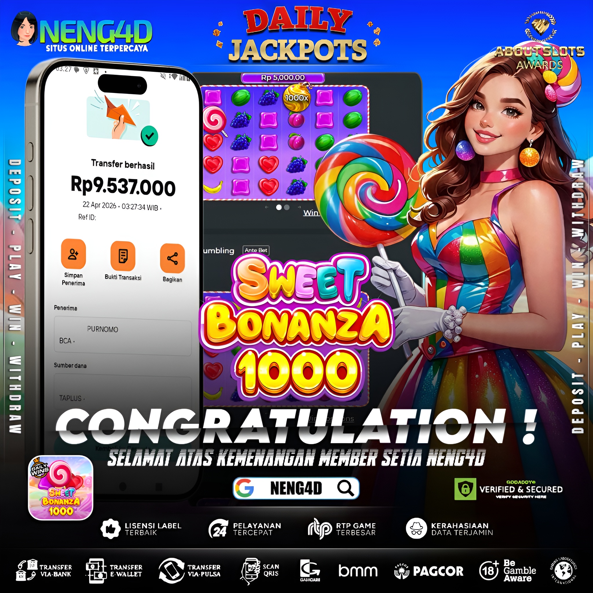 KEMENANGAN 9 JUTA DI SWEET BONANZA 1000