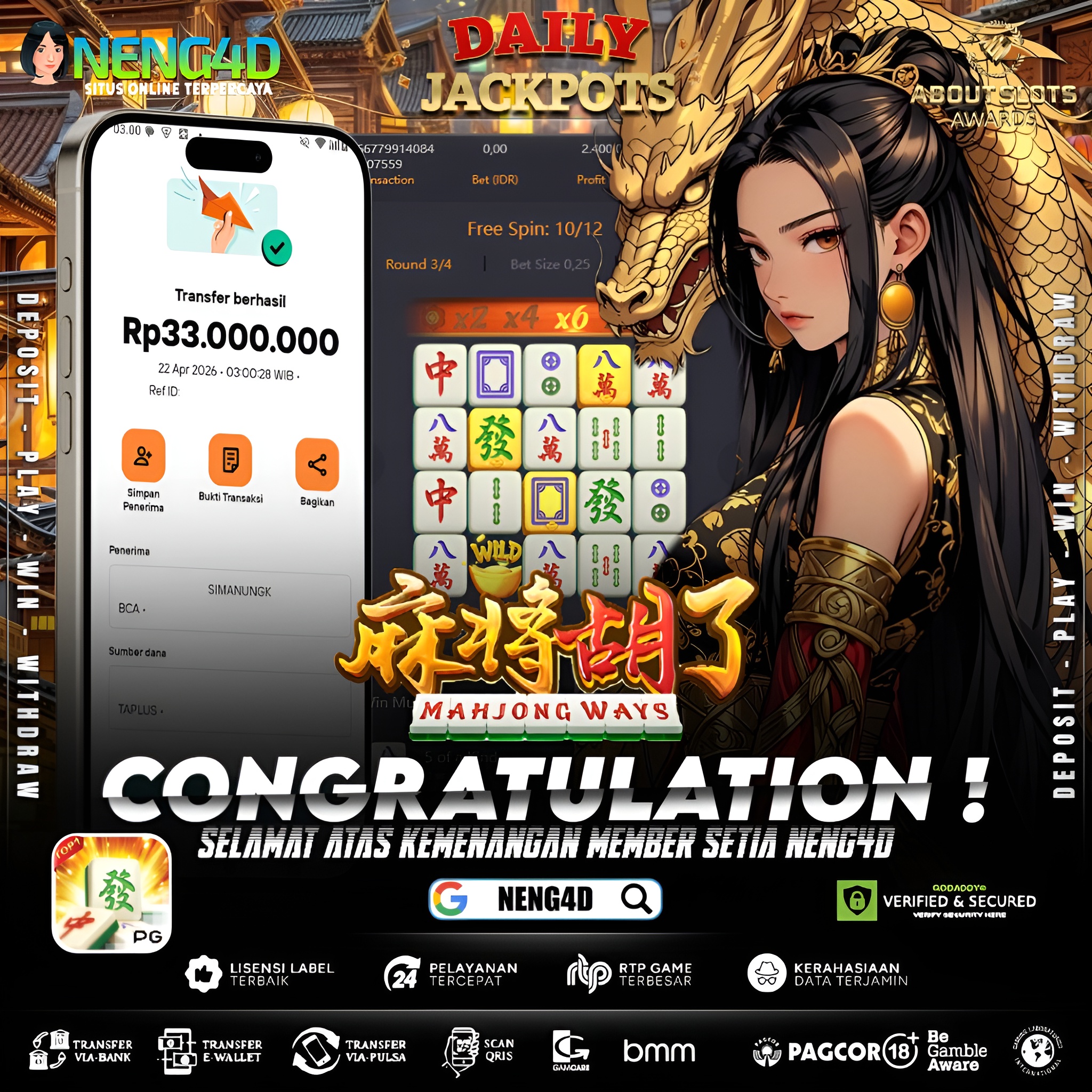 KEMENANGAN 33 JUTA DI MAHJONG WAYS