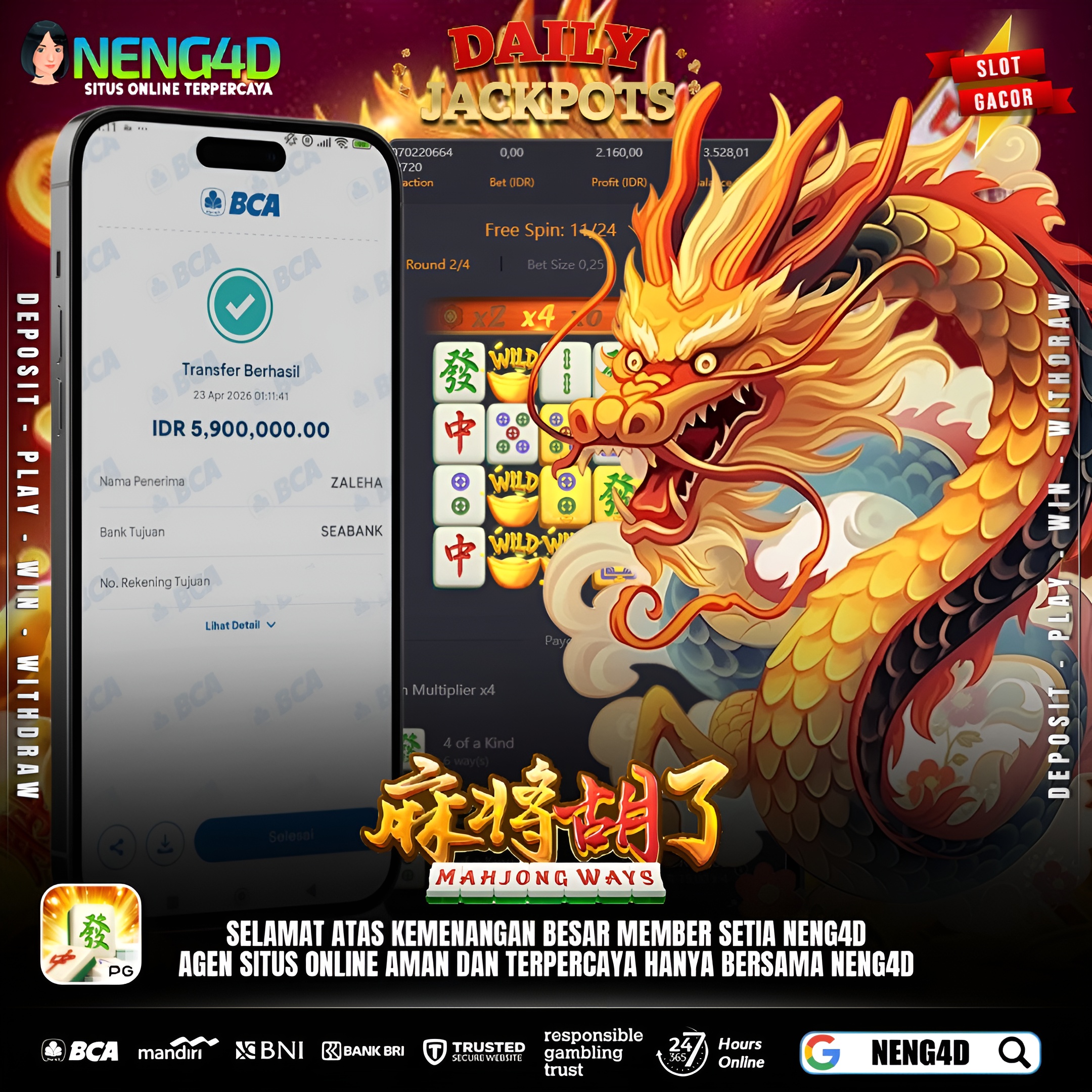 KEMENANGAN BESAR DI MAHJONG WAYS 2!