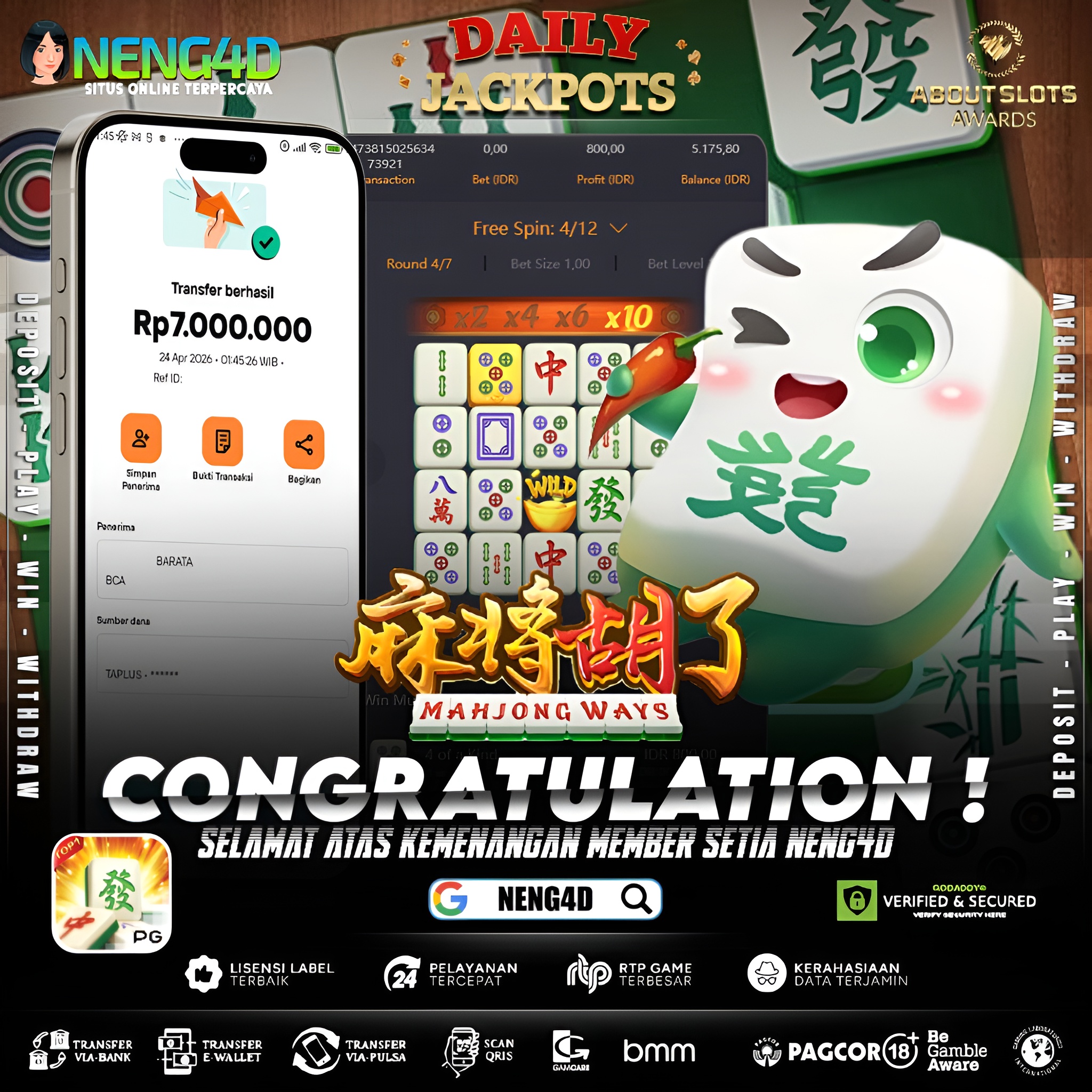 KEMENANGAN 7 JUTA DI MAHJONG WAYS