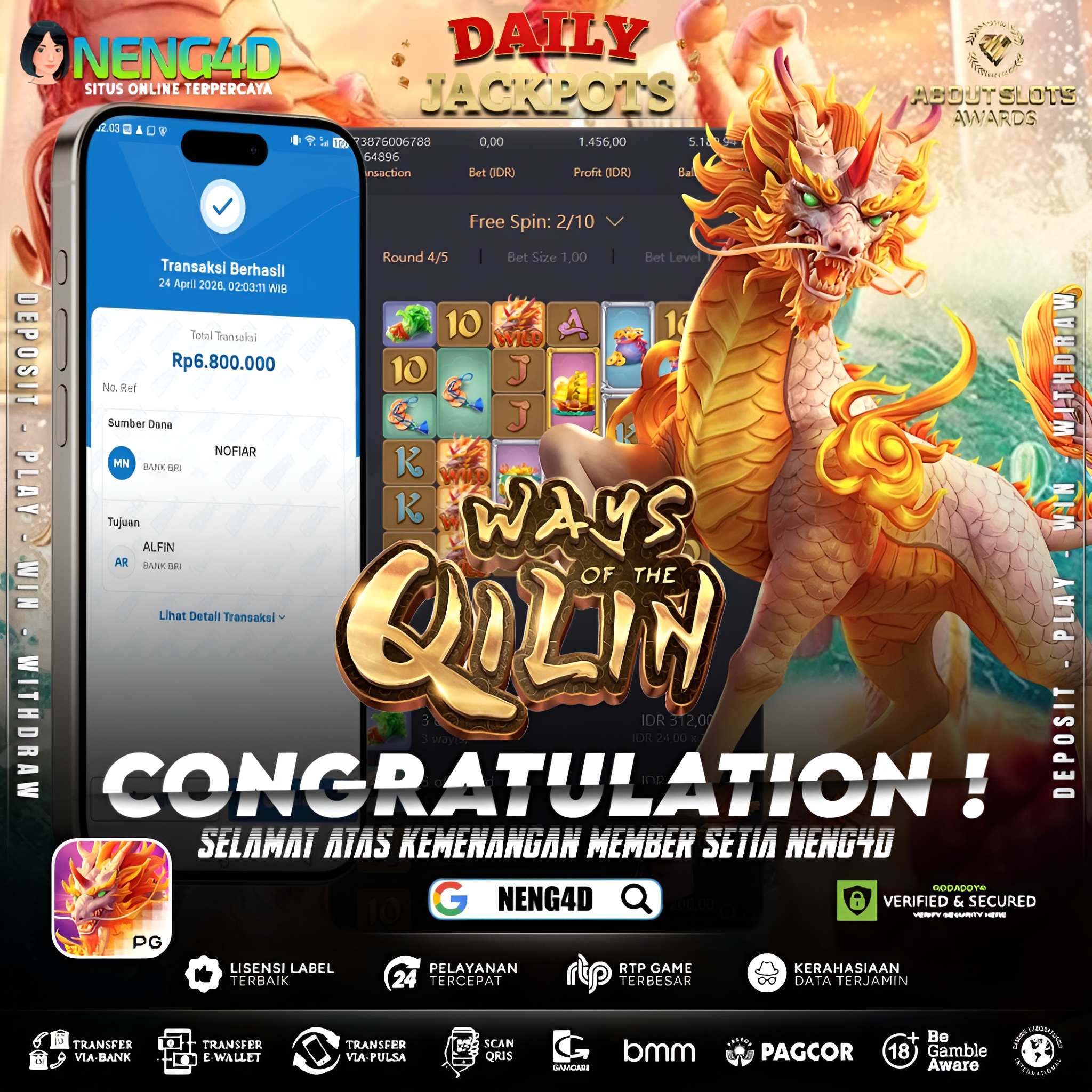 KEMENANGAN 6 JUTA DI WAYS OF THE QILIN