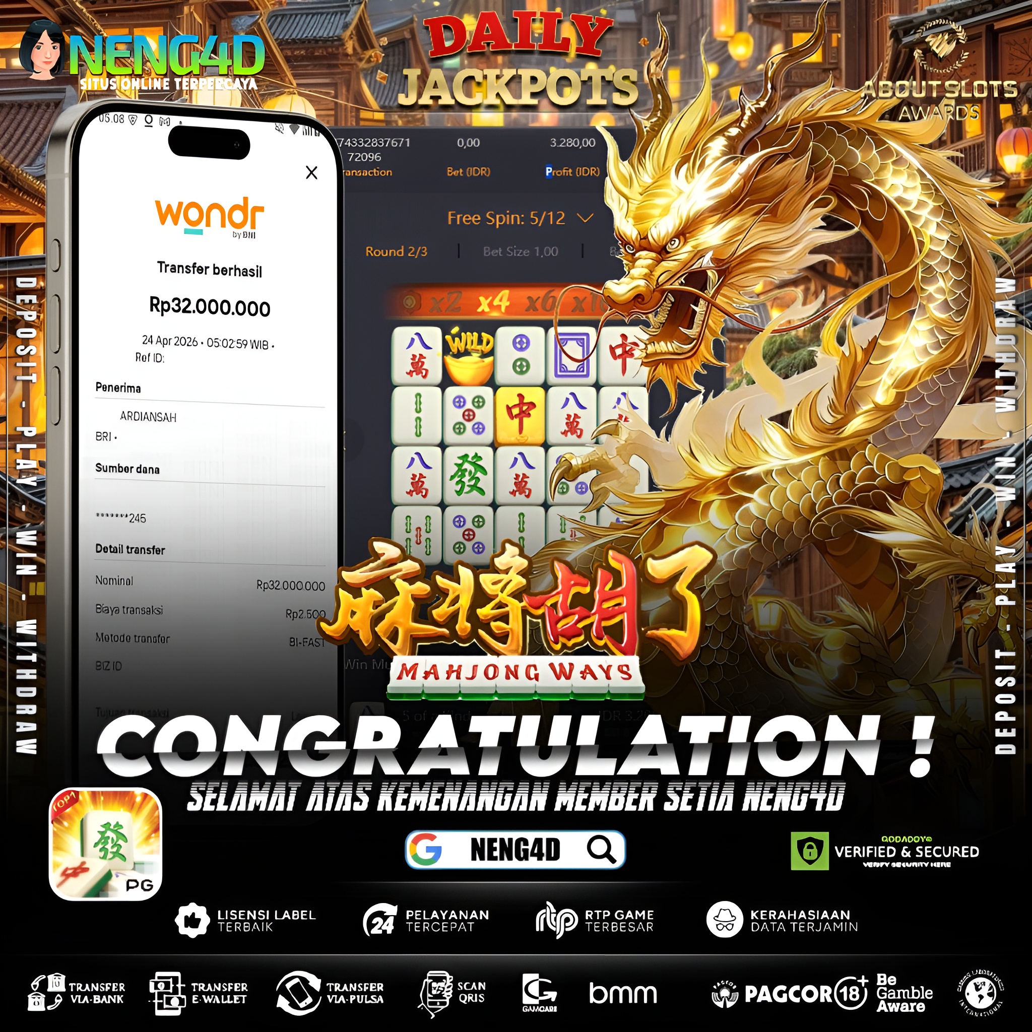 KEMENANGAN 32 JUTA DI MAHJONG WAYS