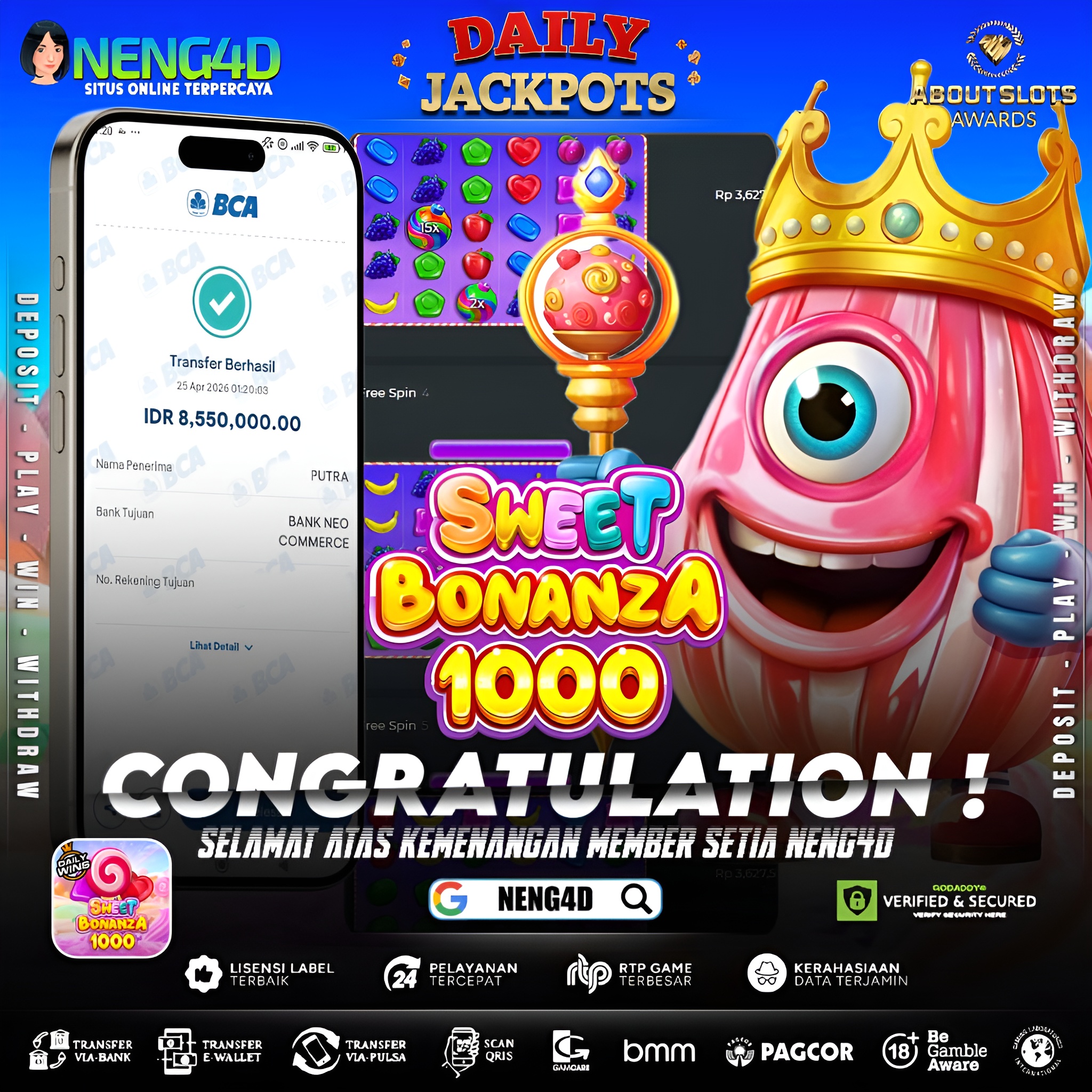 KEMENANGAN 8 JUTA DI SWEET BONANZA 1000