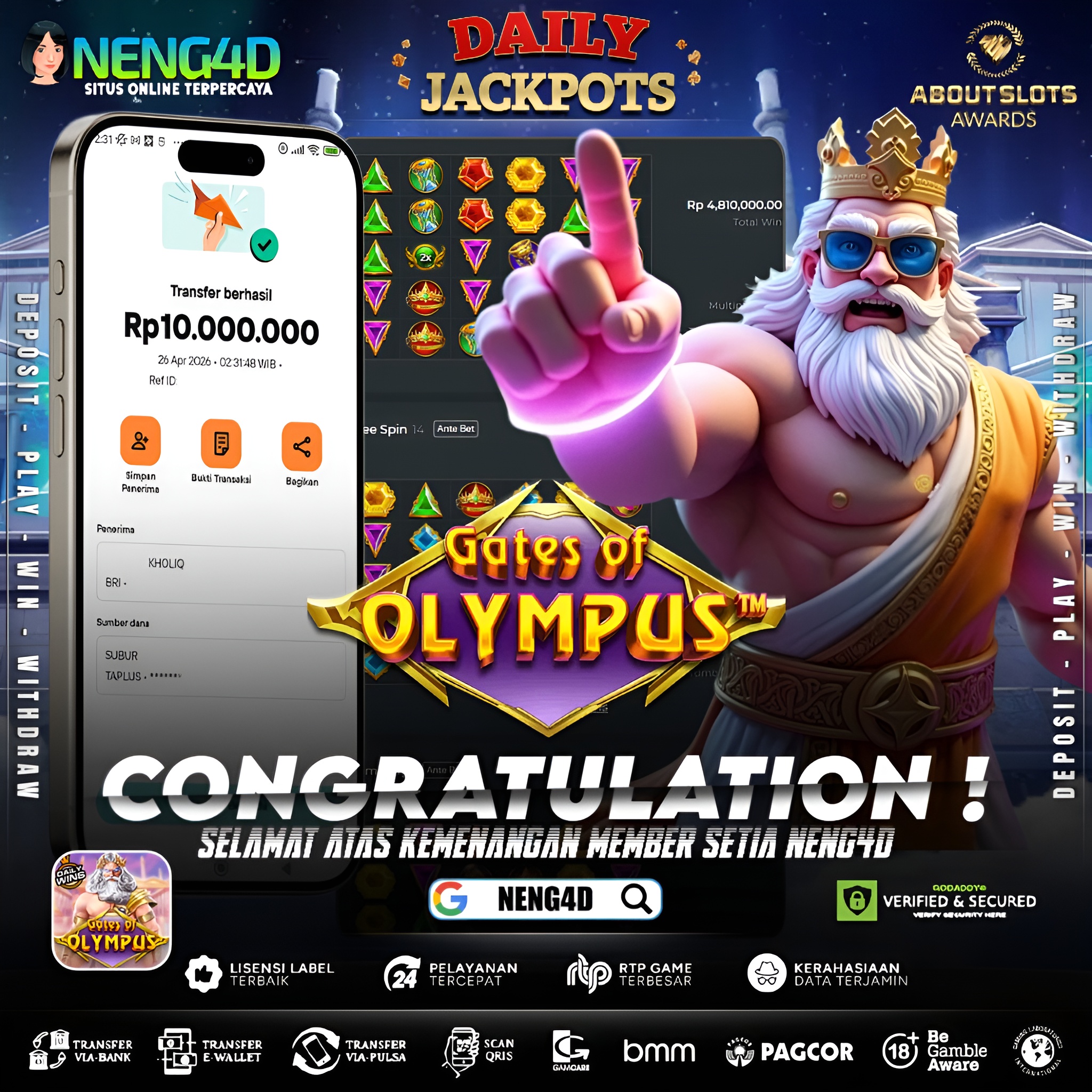 KEMENANGAN 10 JUTA DI GATES OF OLYMPUS