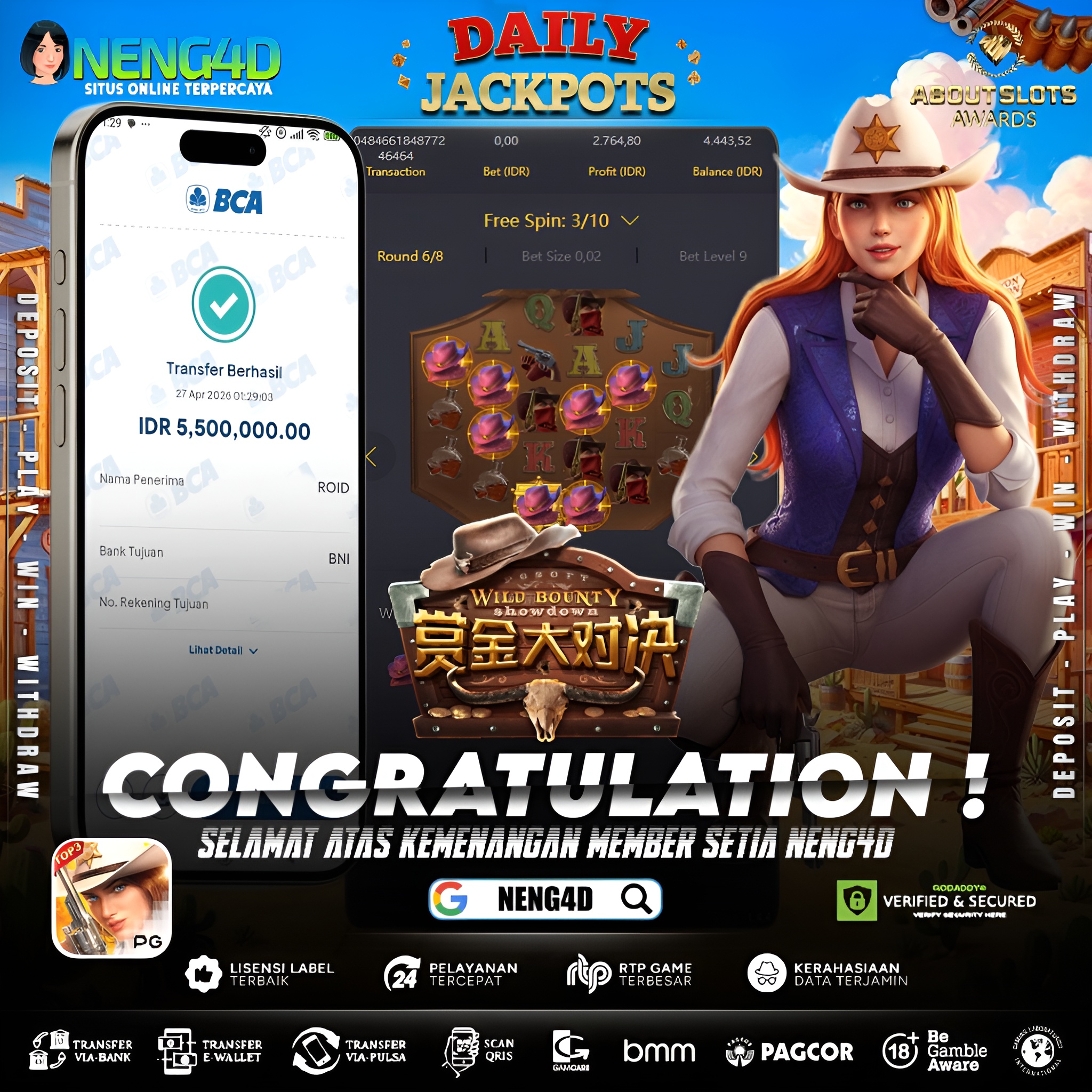 KEMENANGAN 5 JUTA DI WILD BOUNTY SHOWDOWN