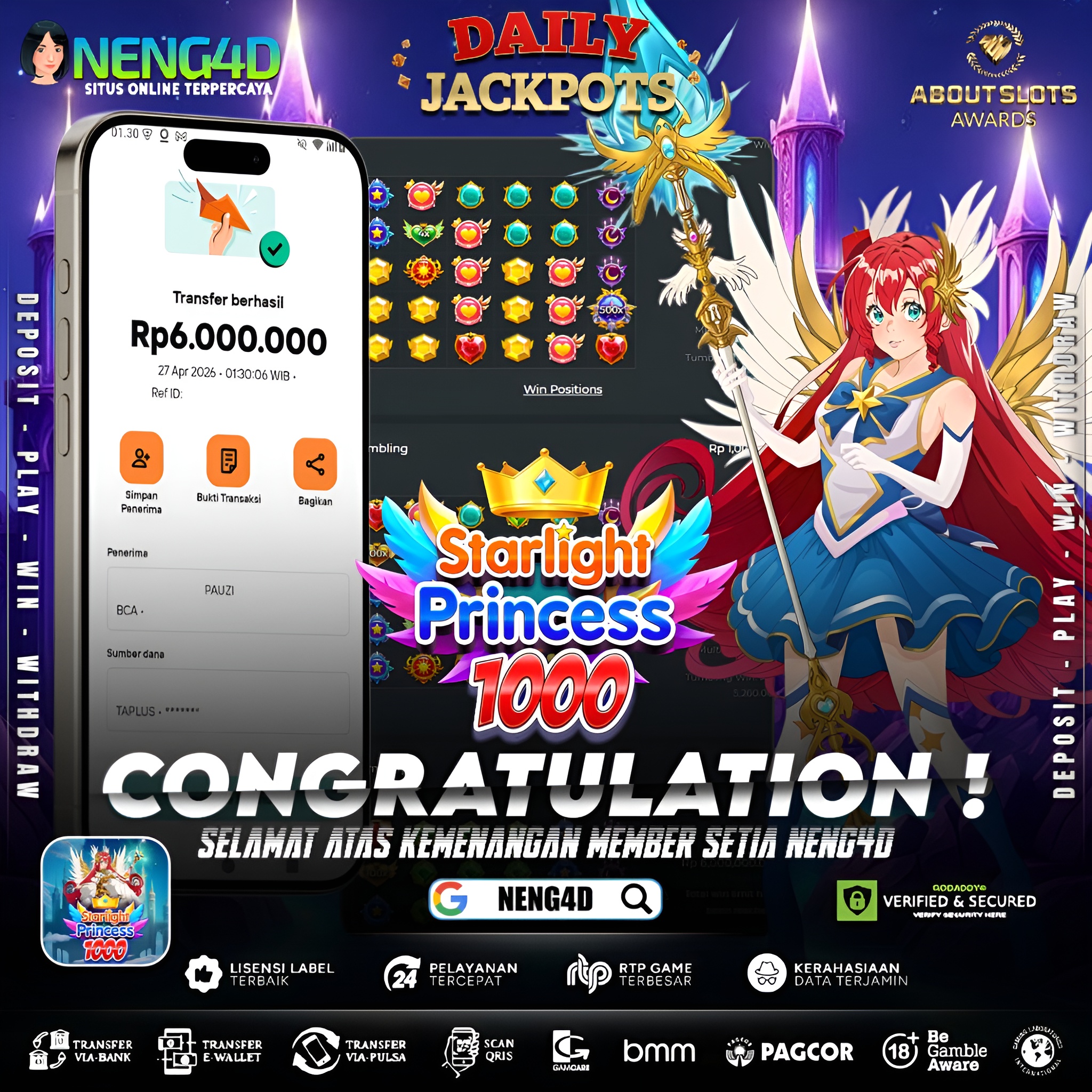 KEMENANGAN 6 JUTA DI STARLIGHT PRINCESS 1000