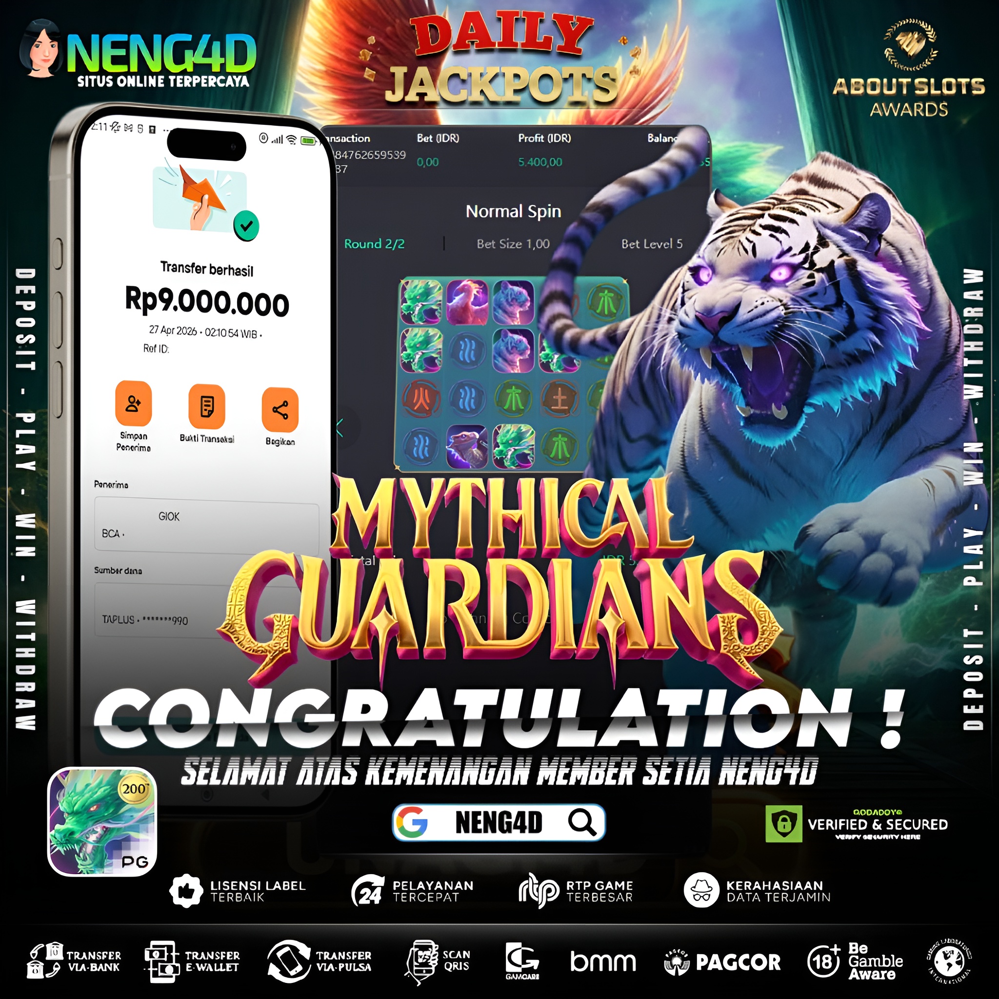 KEMENANGAN 9 JUTA DI MYTHICAL GUARDIANS
