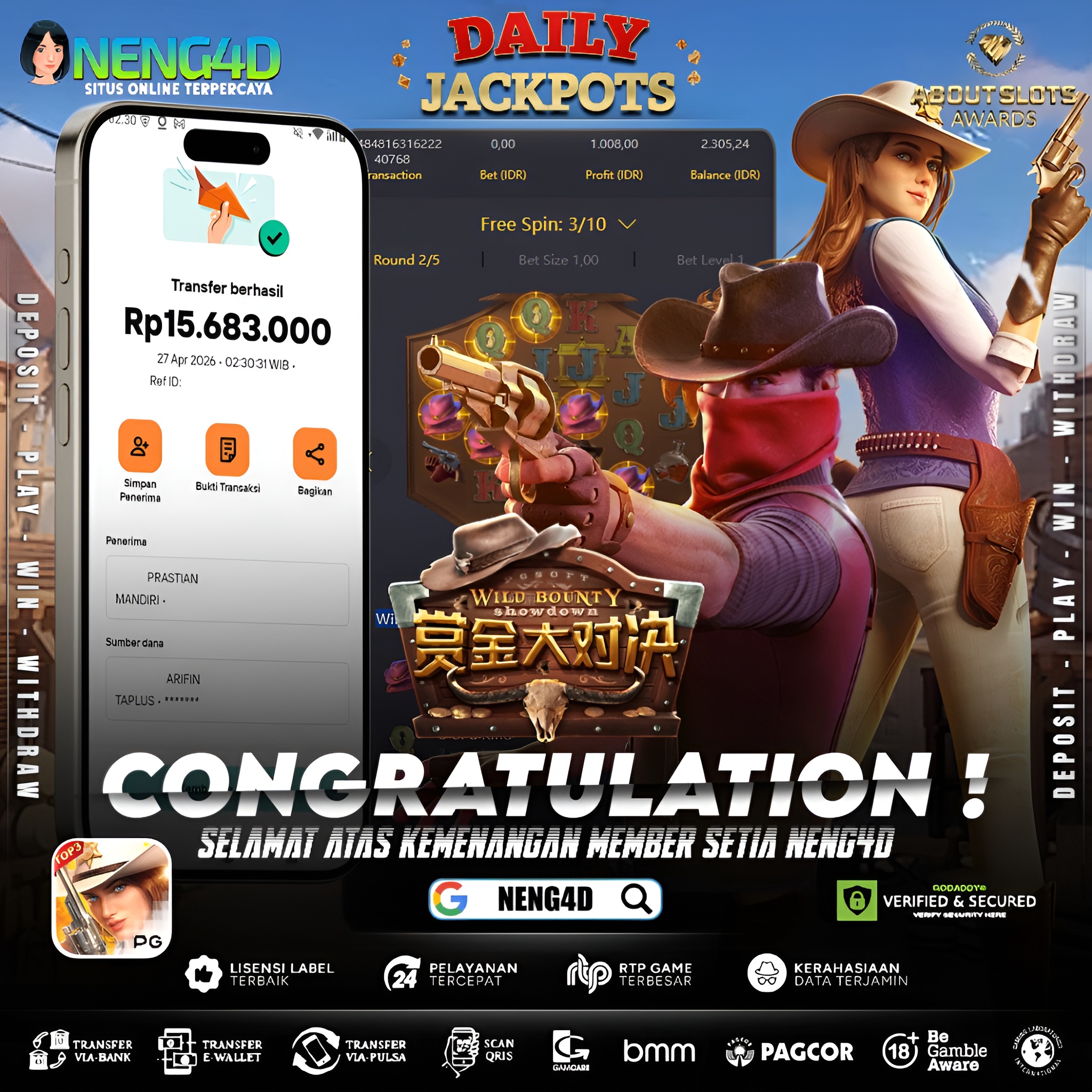 KEMENANGAN 15 JUTA DI WILD BOUNTY SHOWDOWN