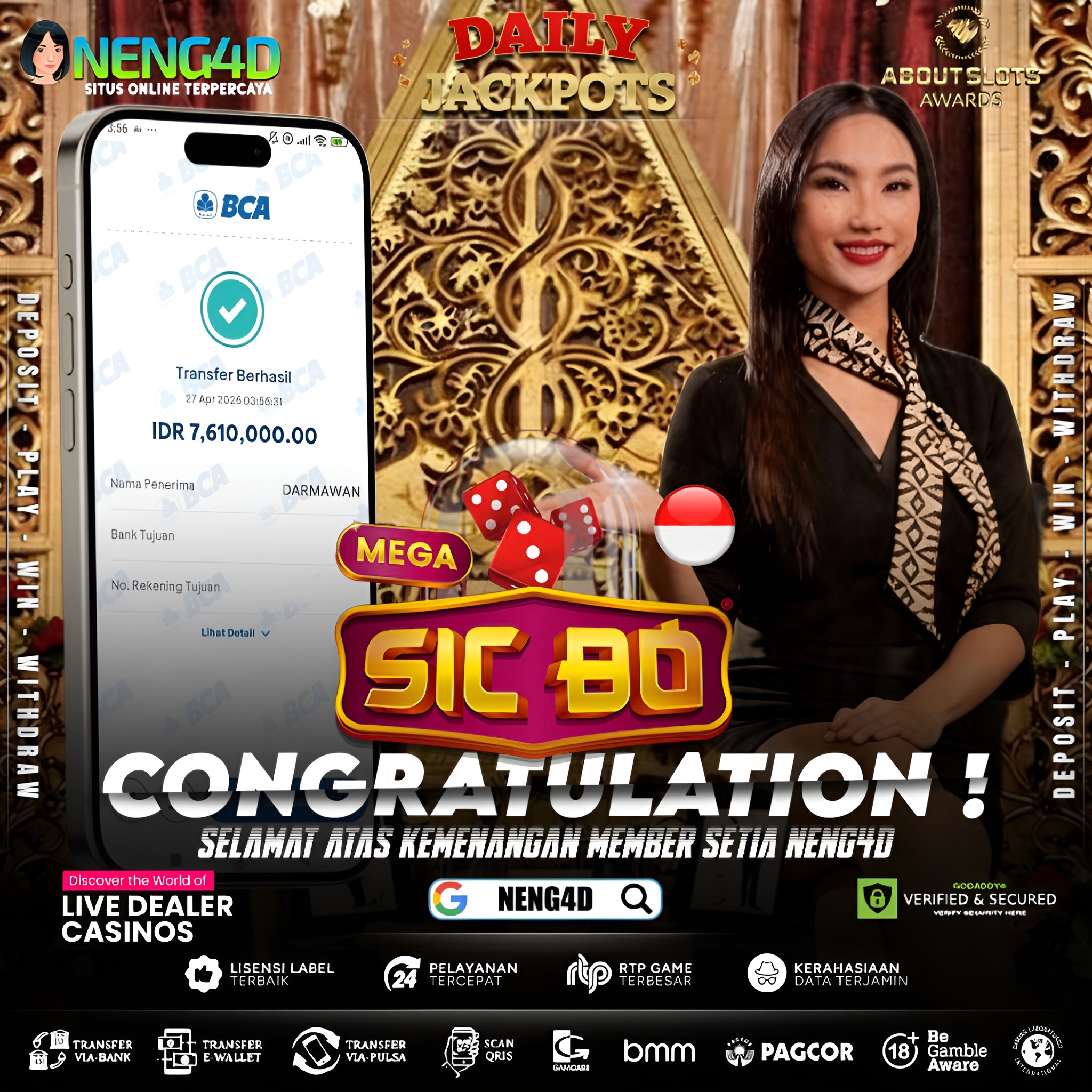 KEMENANGAN 7 JUTA DI LIVE GAMES INDONESIAN MEGA SICBO