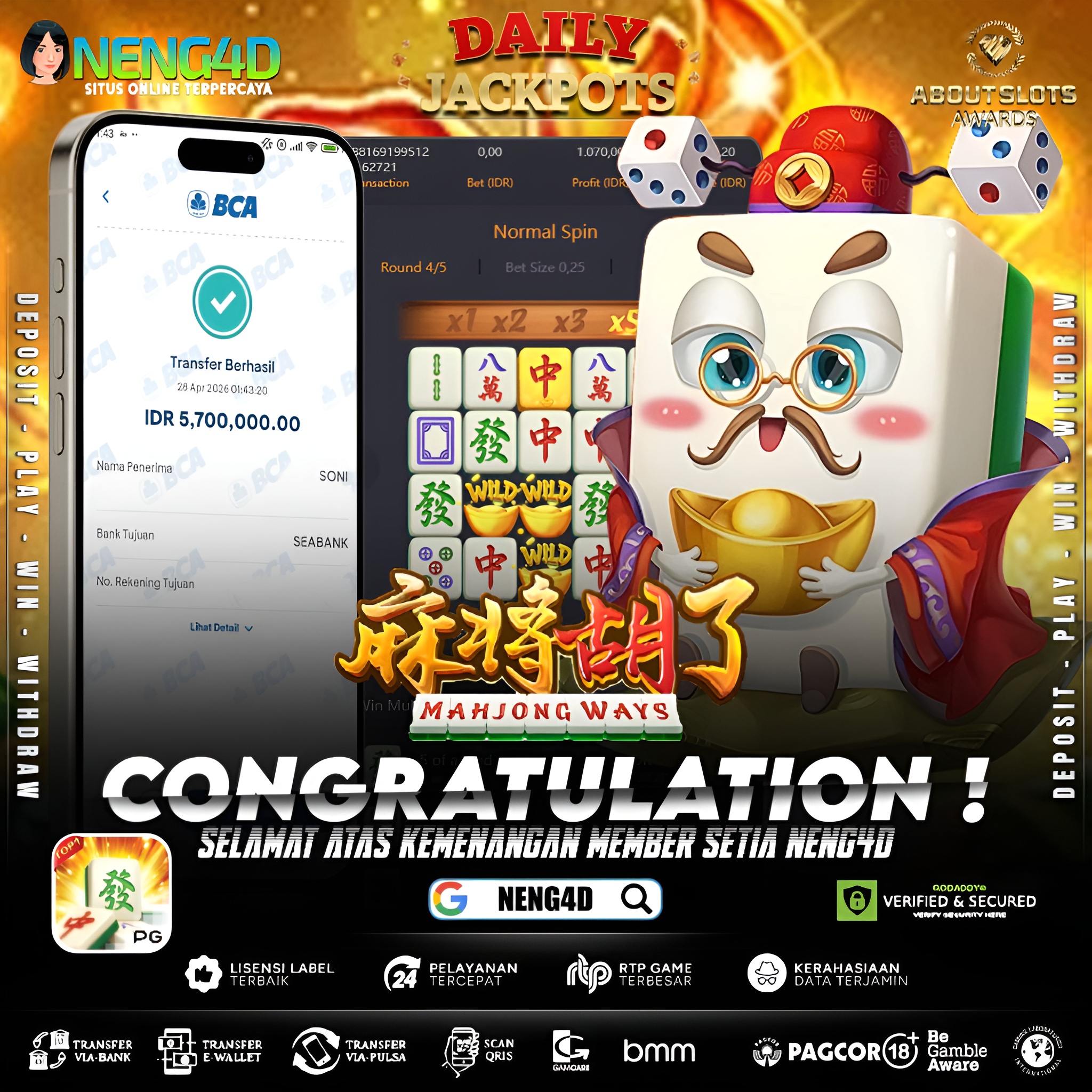 KEMENANGAN 5 JUTA DI MAHJONG WAYS