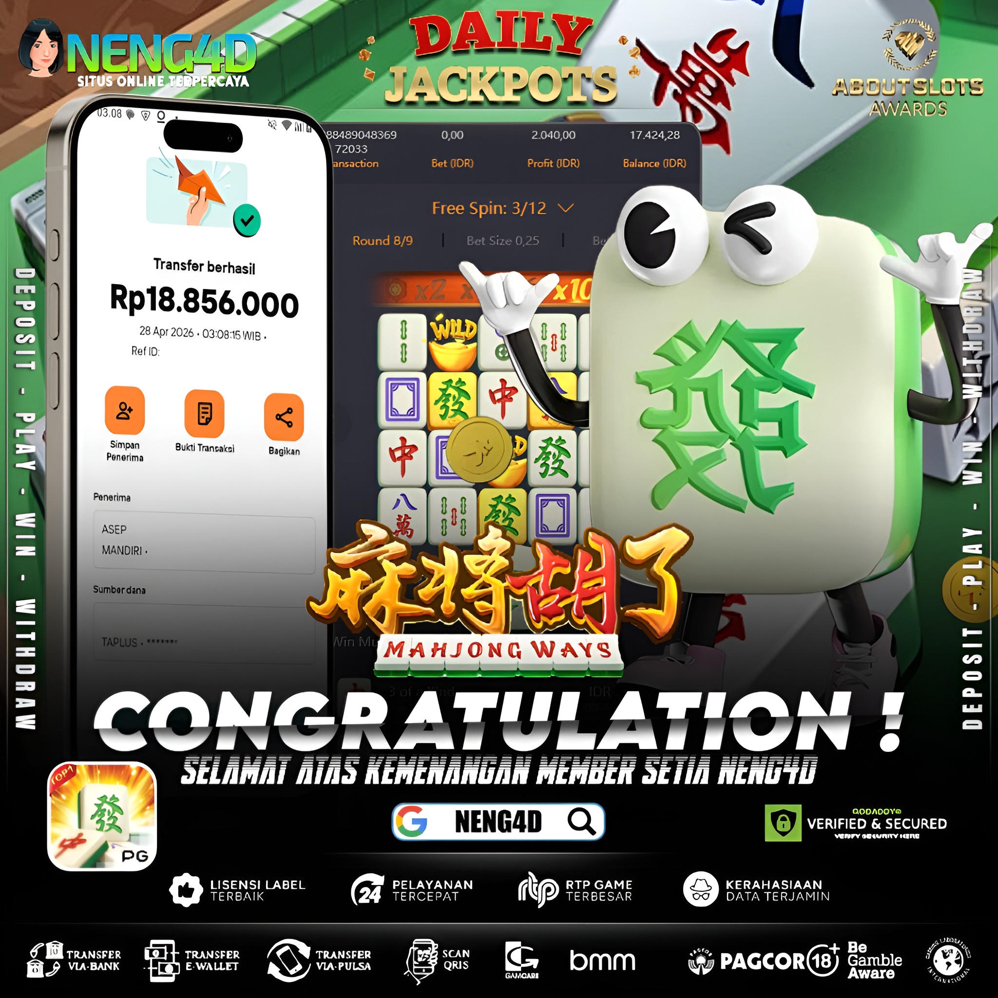 KEMENANGAN 18 JUTA DI MAHJONG WAYS